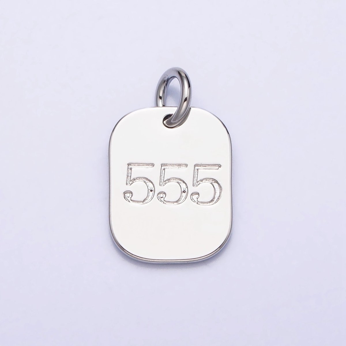 Dainty Silver Tag Angel Number Numerology Engraved Small Military Tag Charm add on Pendant | AC062 - AC071 - DLUXCA