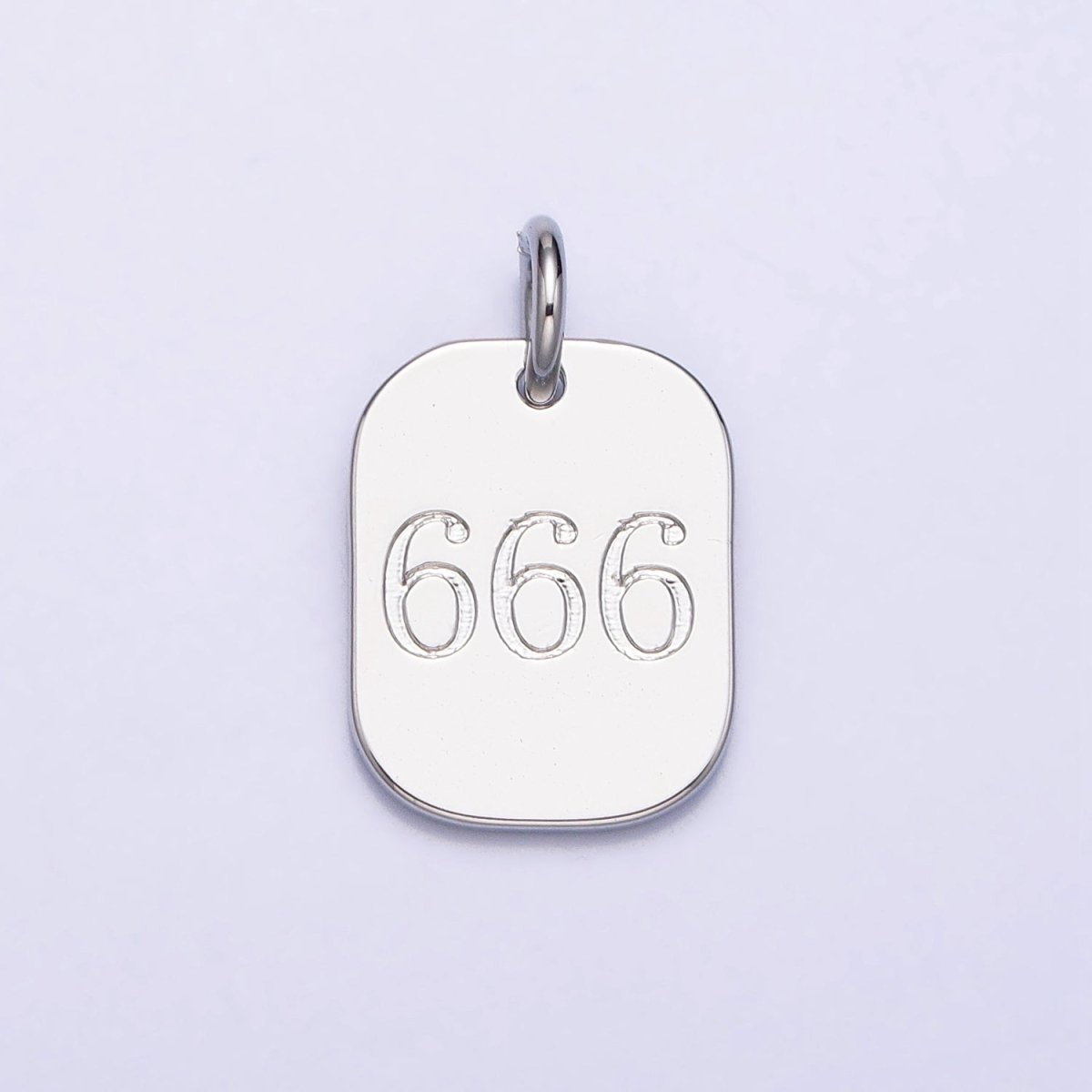 Dainty Silver Tag Angel Number Numerology Engraved Small Military Tag Charm add on Pendant | AC062 - AC071 - DLUXCA