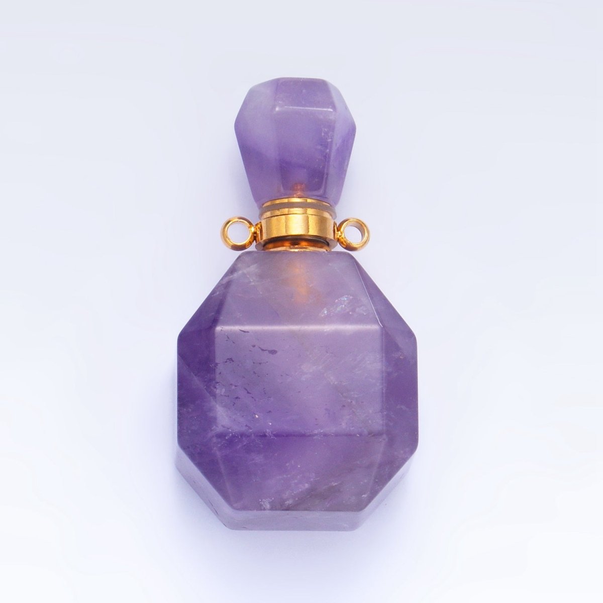 Dainty Square Perfume Bottle Charm Amazonite Amethyst Aventurine Gemstone Essential Oil Bottle Pendant - DLUXCA