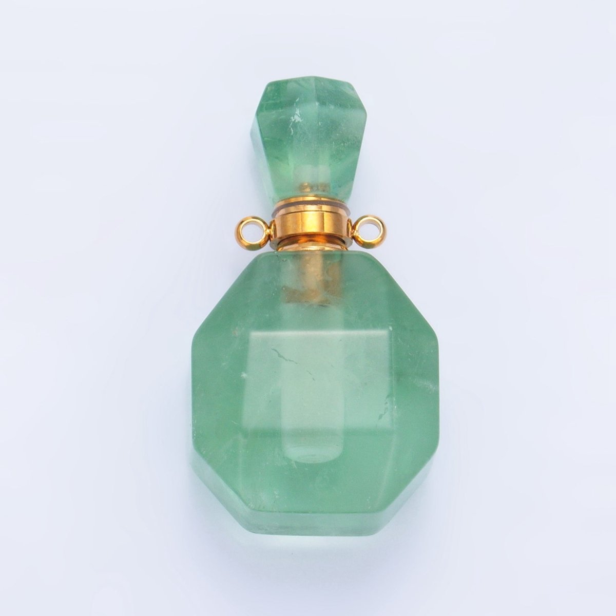 Dainty Square Perfume Bottle Charm Amazonite Amethyst Aventurine Gemstone Essential Oil Bottle Pendant - DLUXCA