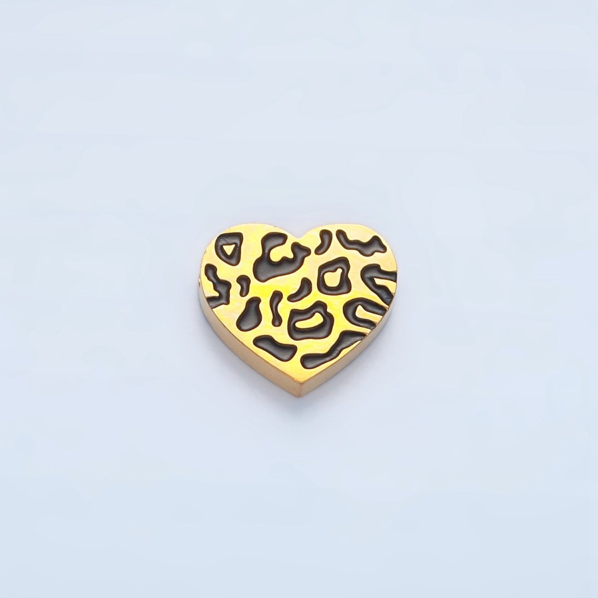 Dainty Stainless Steel Heart Leopard Bead Spacer for Bracelet Supply B - 466 - DLUXCA