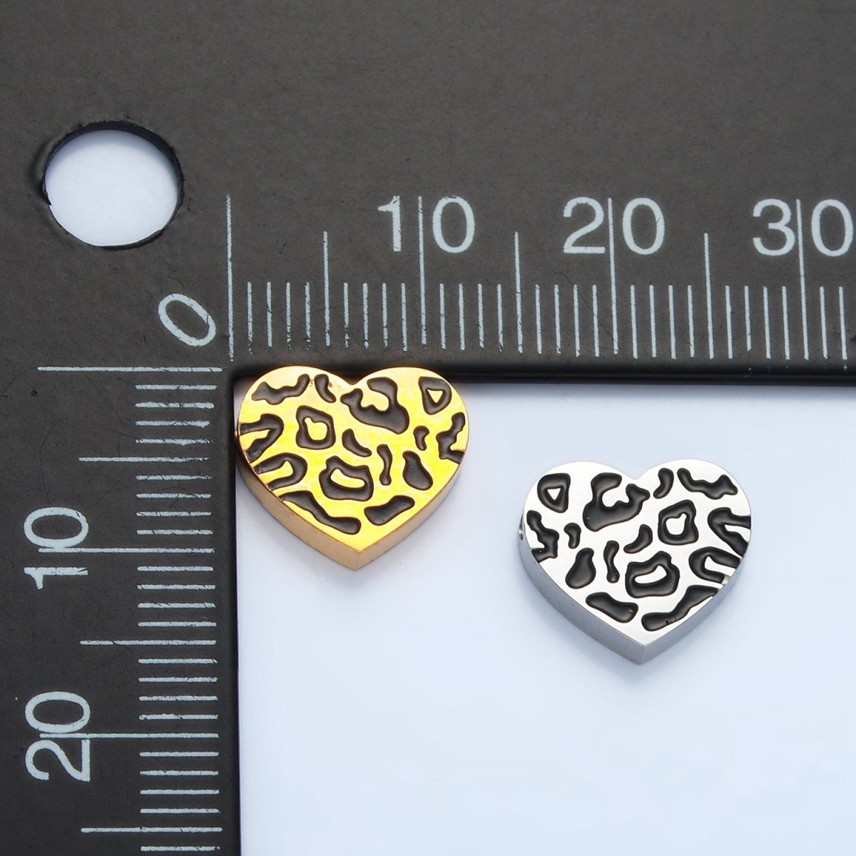 Dainty Stainless Steel Heart Leopard Bead Spacer for Bracelet Supply B - 466 - DLUXCA