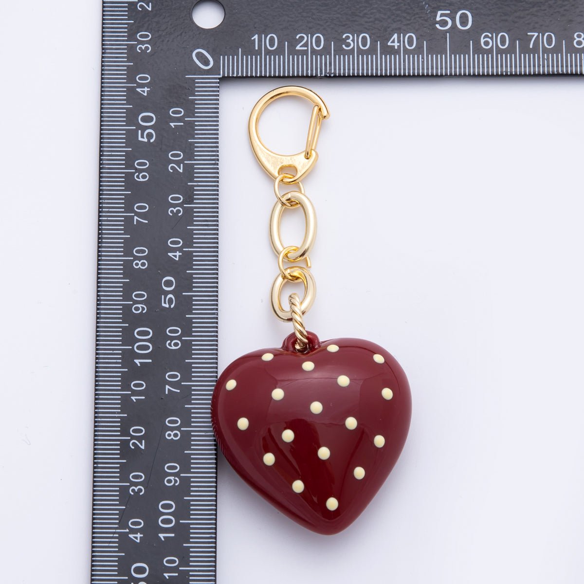 Dark Red Heart Glass Art Crimson Red Heart Keychain Purse Bag Backpack Charm Accessories Collection | WB00004 - WB00006 - DLUXCA