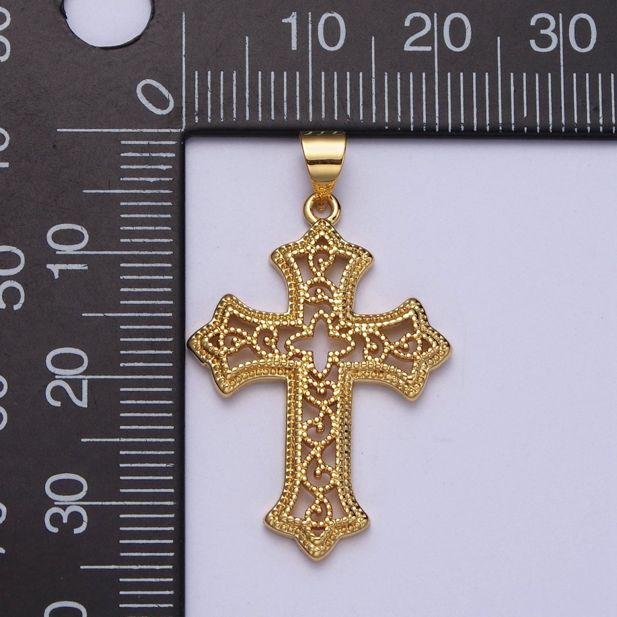 Dotted Filigree Passion Religious Cross Pendant | H412 - DLUXCA