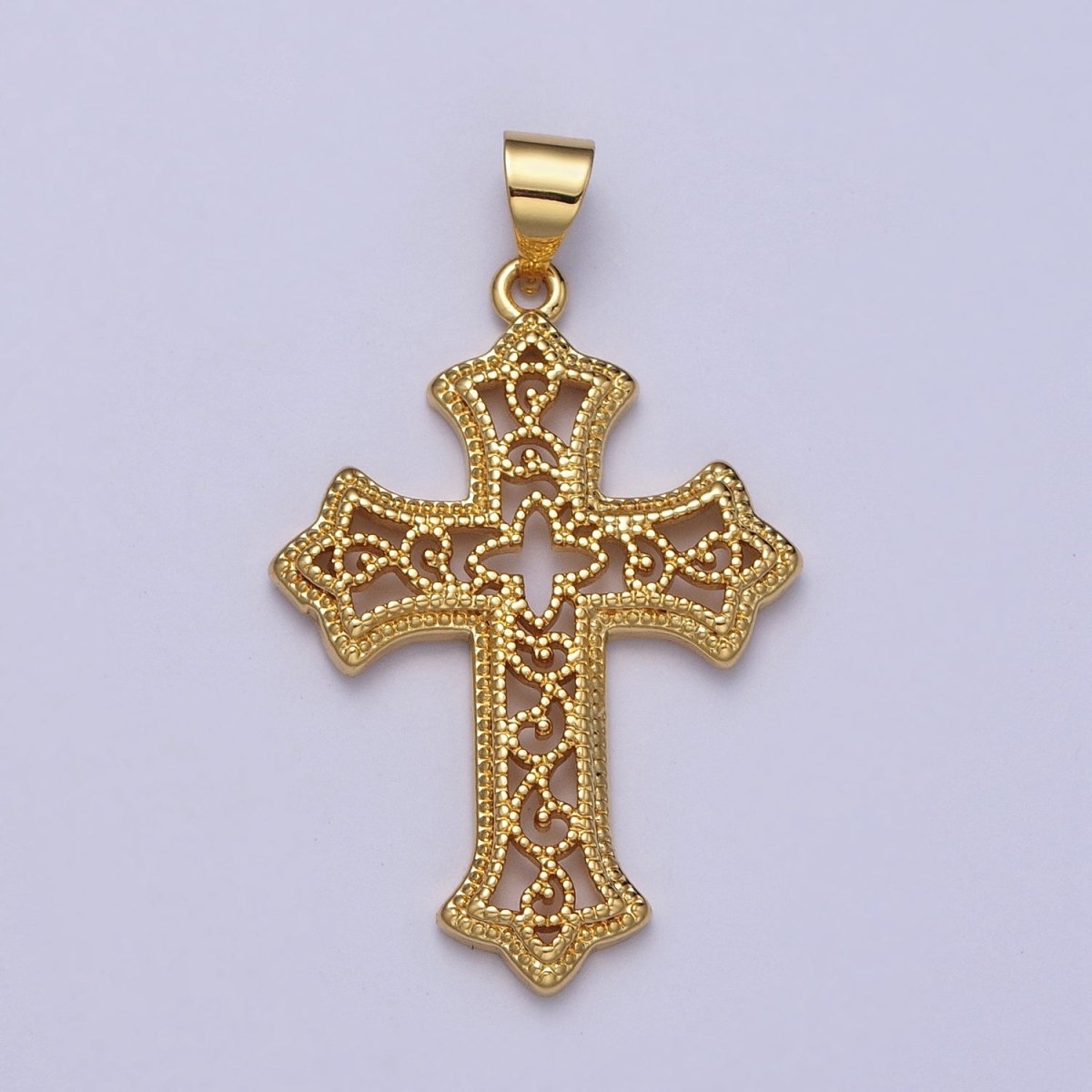 Dotted Filigree Passion Religious Cross Pendant | H412 - DLUXCA