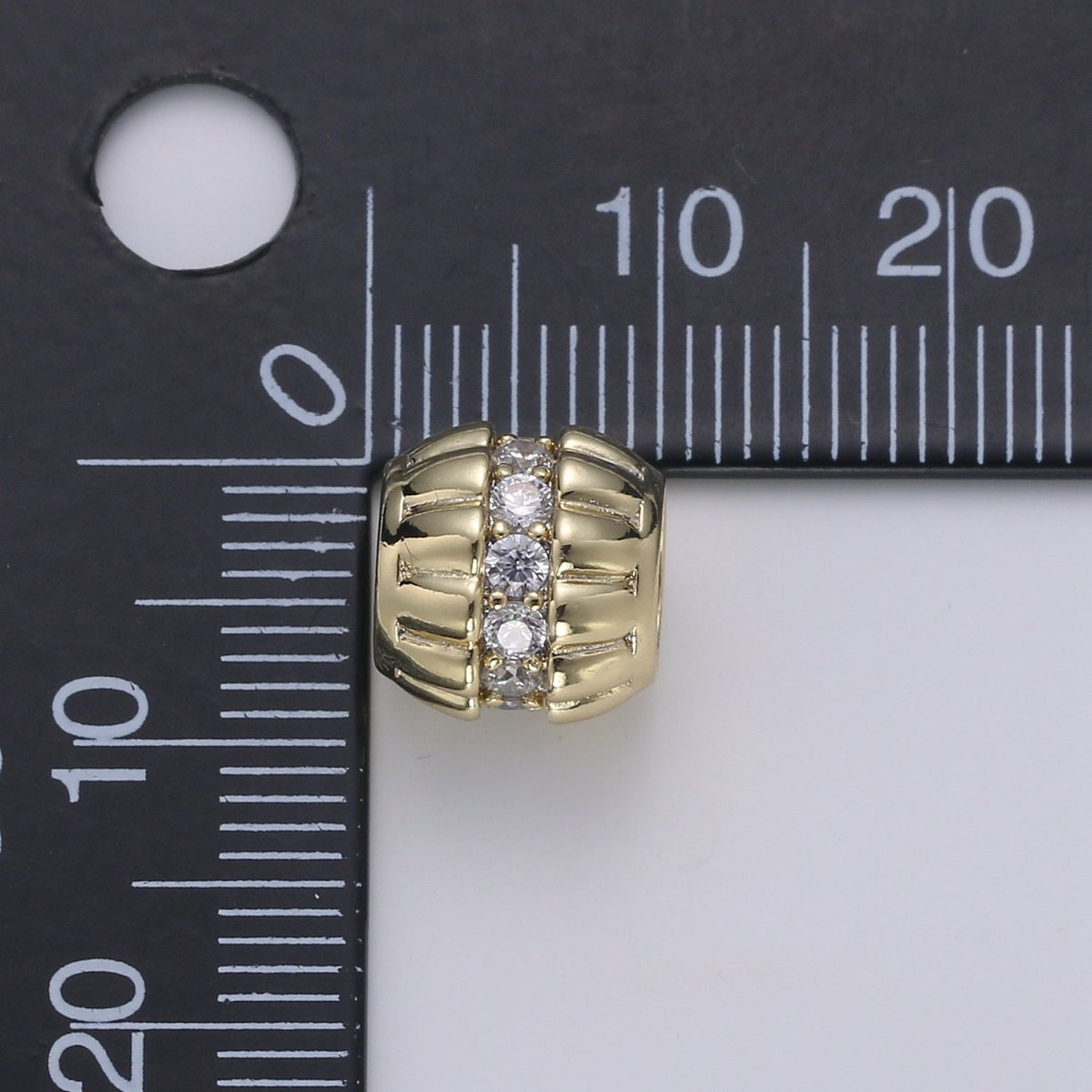 Double Golden Bottle Cap Beads with CZ Crystal Mini Gold Filled Casual Accessories Making Beads B - 358 - DLUXCA