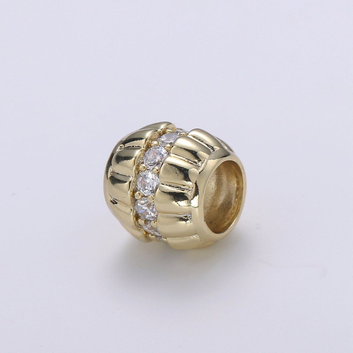 Double Golden Bottle Cap Beads with CZ Crystal Mini Gold Filled Casual Accessories Making Beads B - 358 - DLUXCA