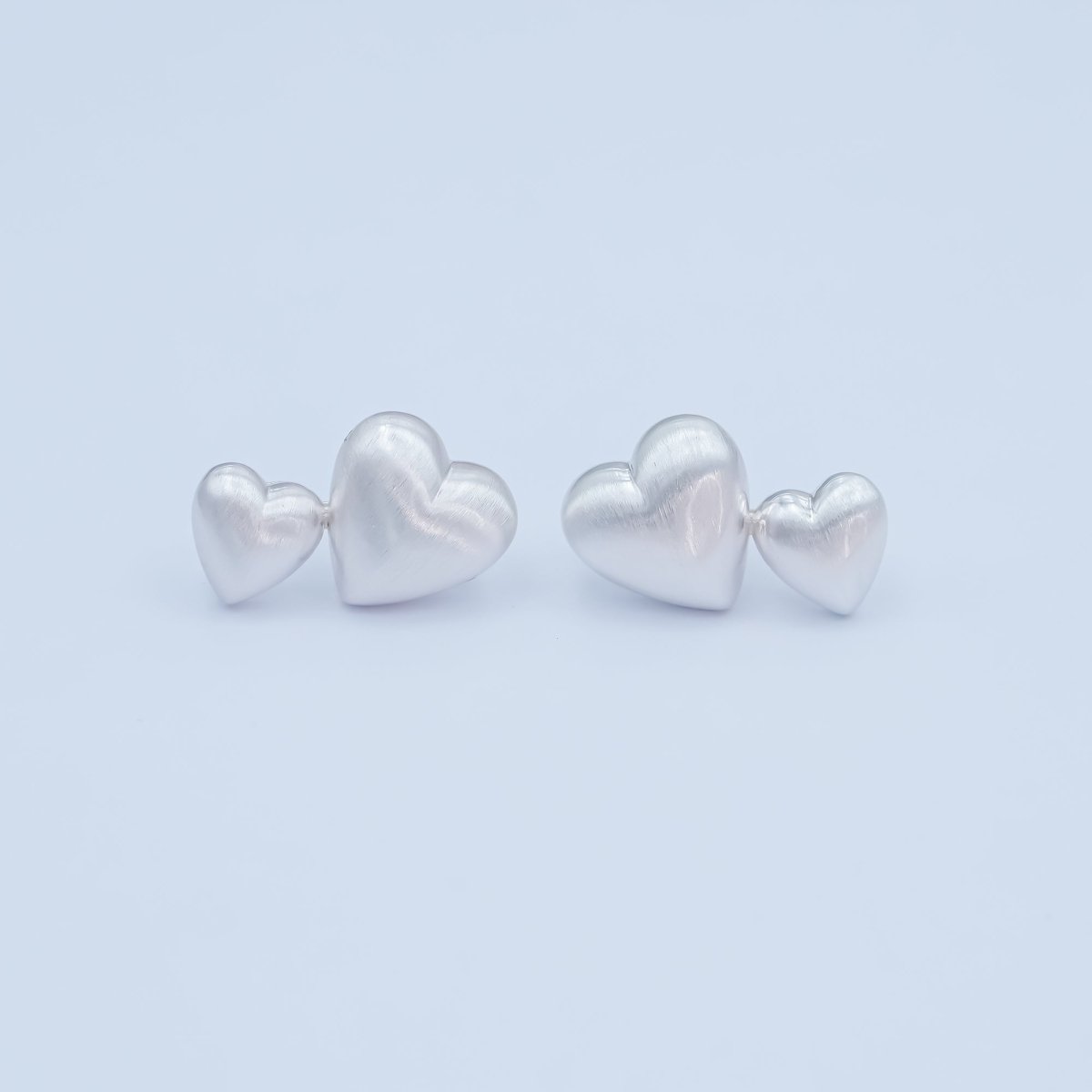 Double Minimalist Heart Stud Earrings in Gold & Silver | AE968 AE979 - DLUXCA