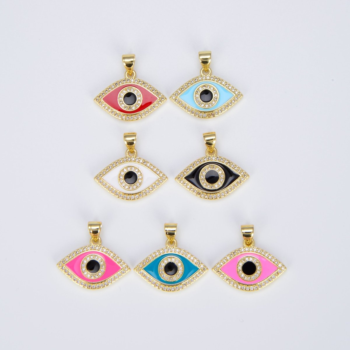 Enamel Evil Eye Charm Dainty Eye Pendant for Necklace Bracelet Earring Supply Component I - 163 I - 164 I - 172 I - 186 I - 189 I - 201 I - 204 - DLUXCA