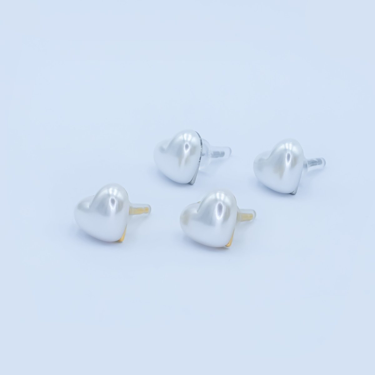 Faux Pearl Heart Stud Earrings in Gold Silver Jewelry AB - 550 - DLUXCA