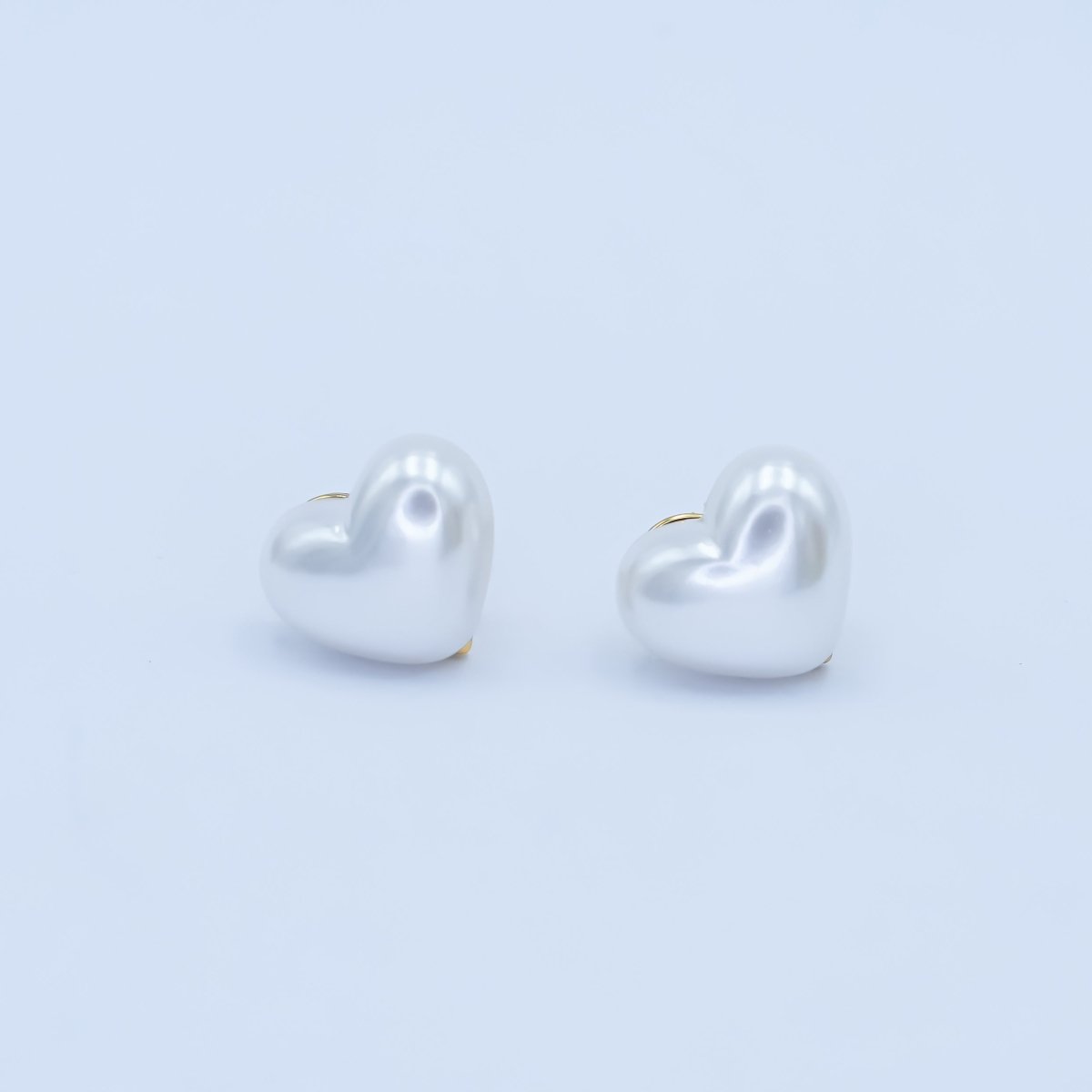 Faux Pearl Heart Stud Earrings in Gold Silver Jewelry AB - 550 - DLUXCA