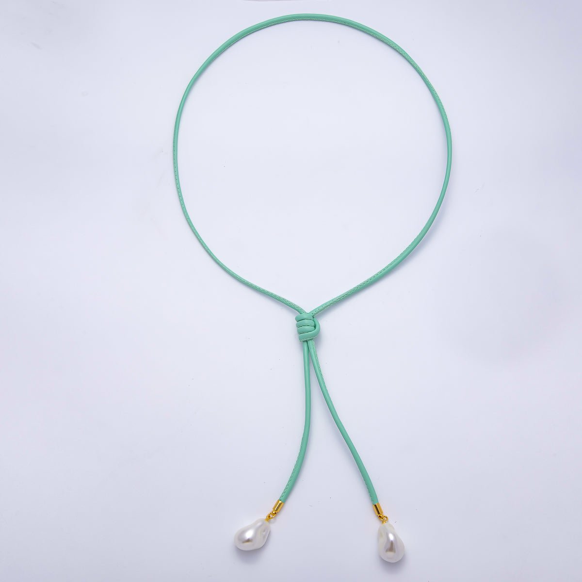 Freshwater Pearl Faux Leather Adjustable 33 Inch Lariat Necklace | WA - 04367 ~ WA - 04373 - DLUXCA