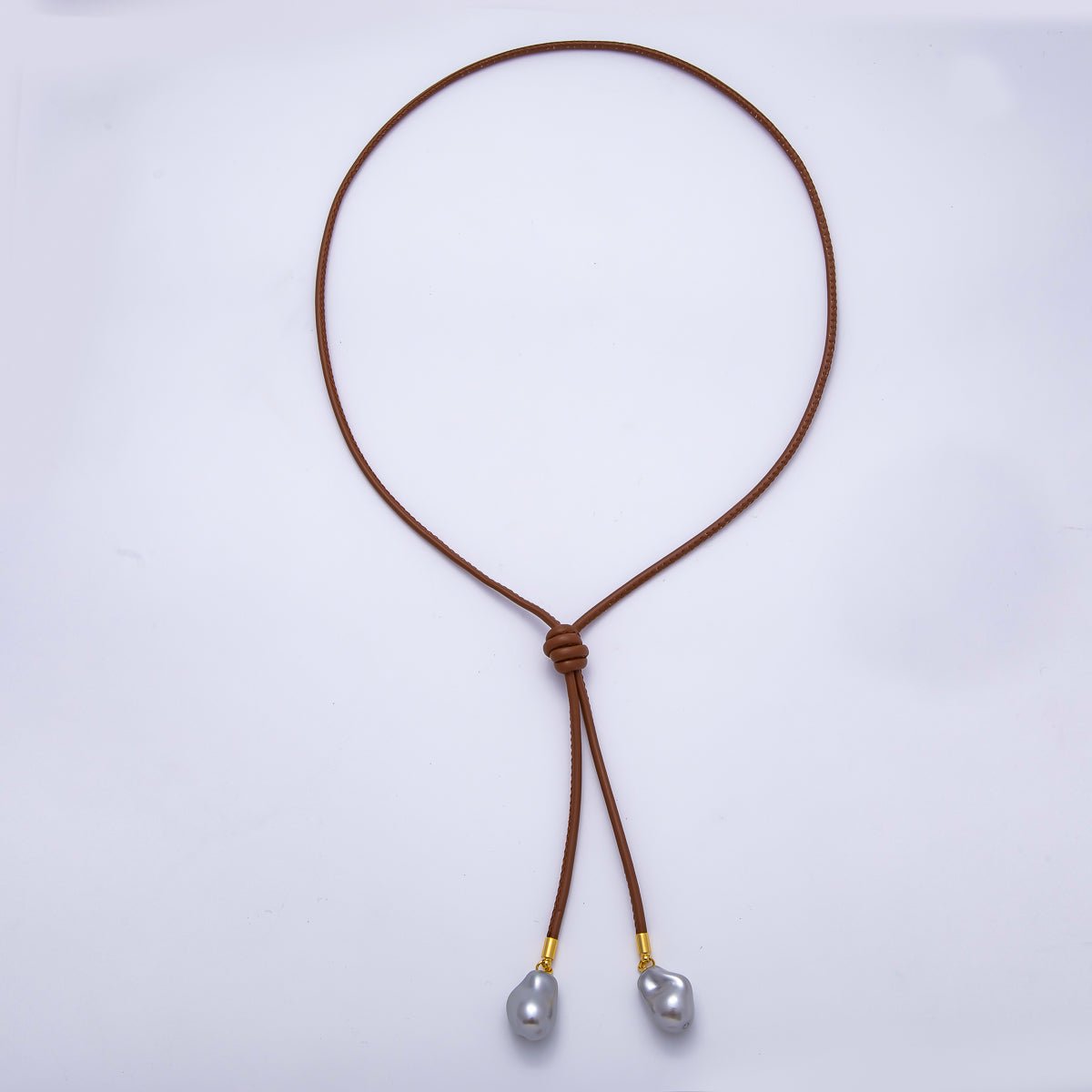 Freshwater Pearl Faux Leather Adjustable 33 Inch Lariat Necklace | WA - 04367 ~ WA - 04373 - DLUXCA