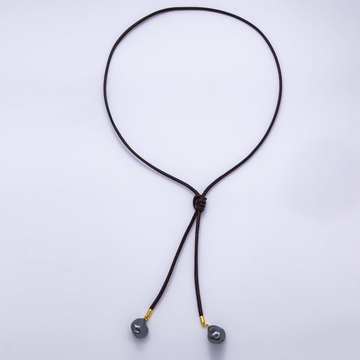 Freshwater Pearl Faux Leather Adjustable 33 Inch Lariat Necklace | WA - 04367 ~ WA - 04373 - DLUXCA