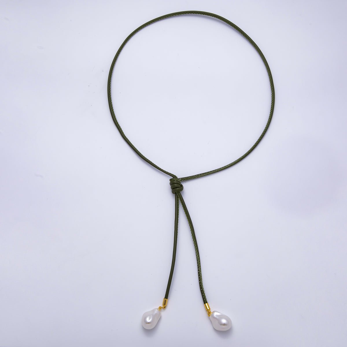 Freshwater Pearl Faux Leather Adjustable 33 Inch Lariat Necklace | WA - 04367 ~ WA - 04373 - DLUXCA