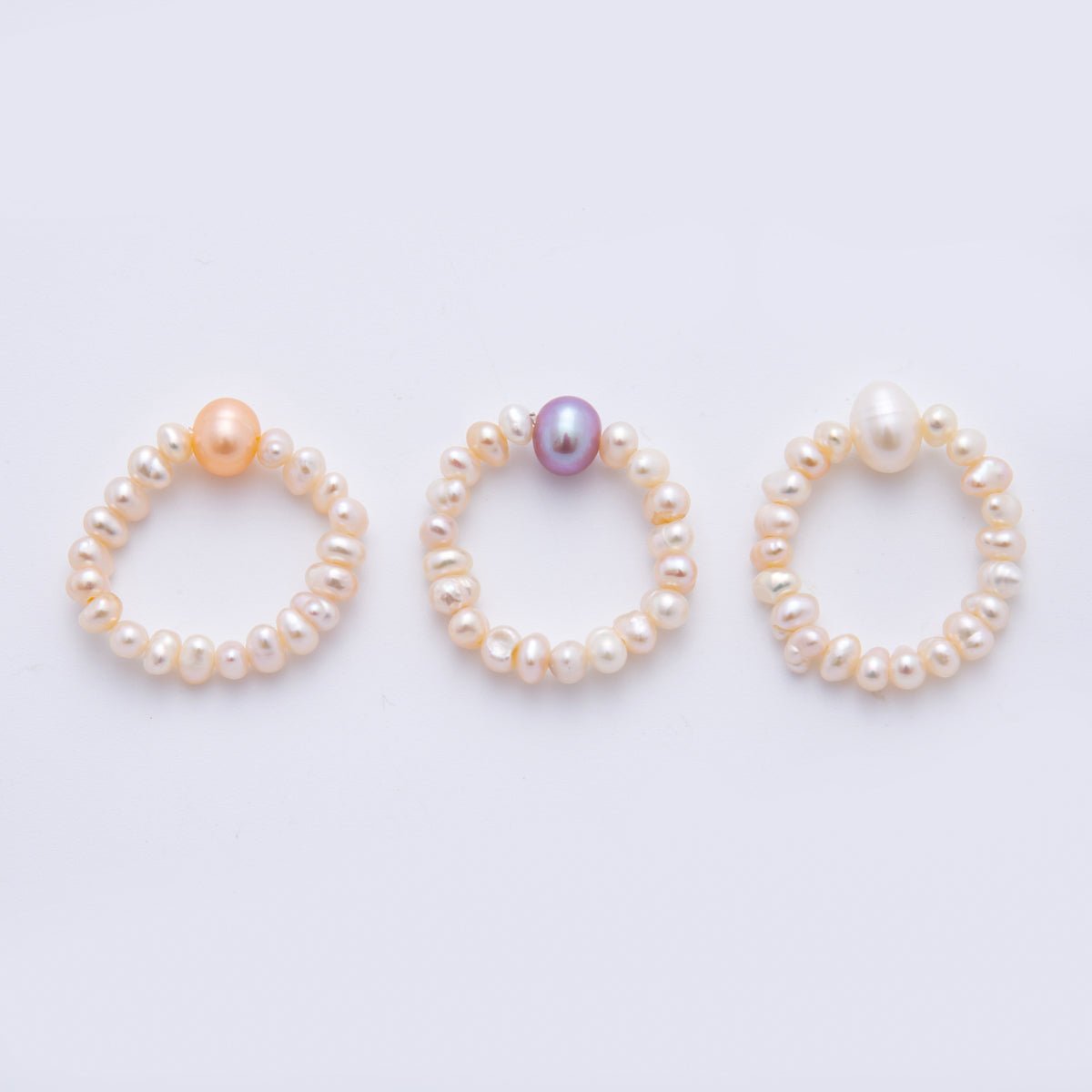 Freshwater Pearl Handmade Rice - Shaped Stretch Adjustable Ring | O - 2069 O - 2072 O - 2110 - DLUXCA