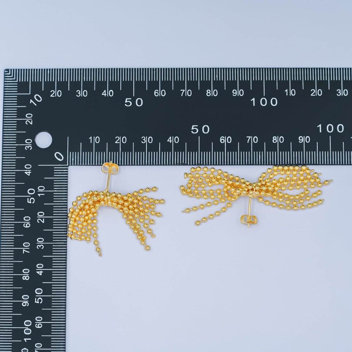 Geometric Multiple Beaded Ball Chain Stud Earrings in Gold & Silver | AD497 AD498 - DLUXCA