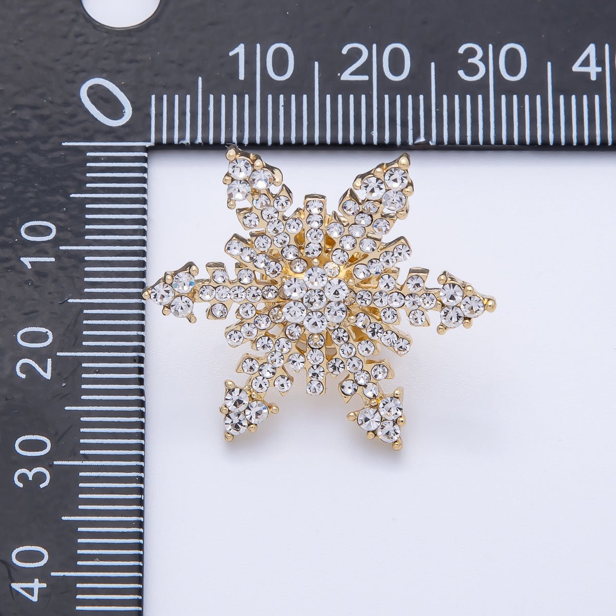 Gold 30mm Rhinestone Winter Snowflakes Pin Brooch | BH - 052 - DLUXCA