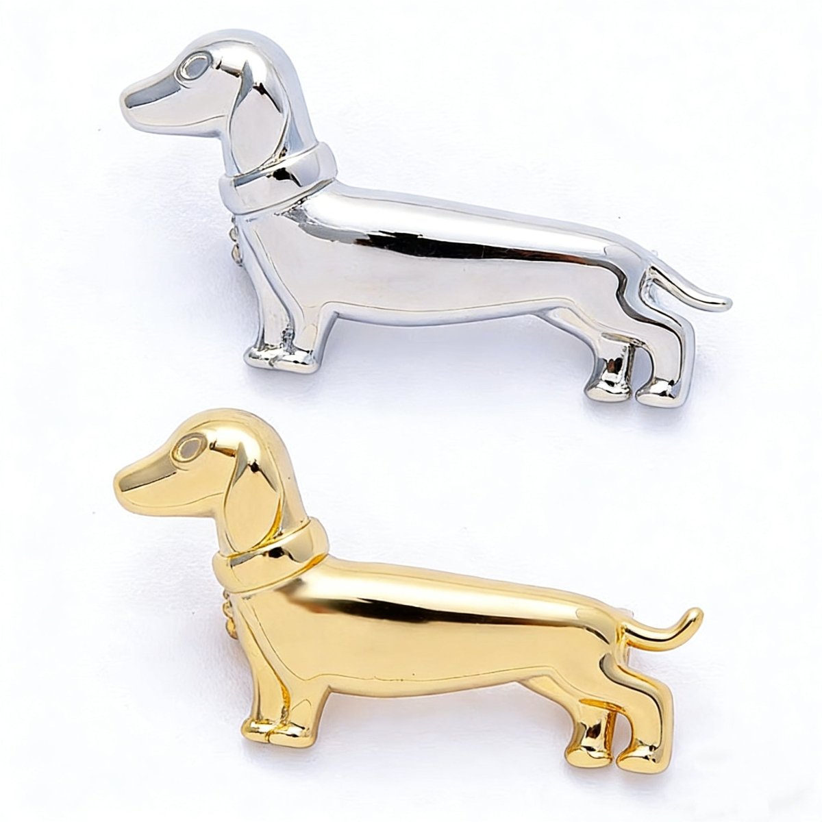 Gold 31mm Minimalist Dachshund Wiener Dog Puppy Pet Animal Brooch Pin in Gold and Silver | BH108 BH109 - DLUXCA