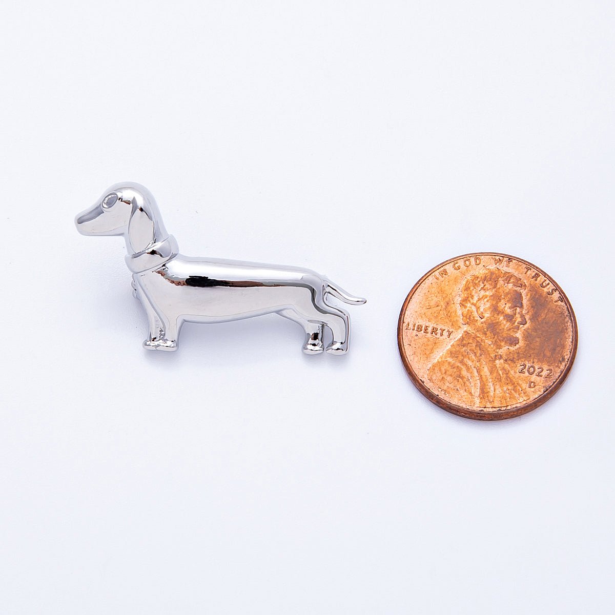 Gold 31mm Minimalist Dachshund Wiener Dog Puppy Pet Animal Brooch Pin in Gold and Silver | BH108 BH109 - DLUXCA