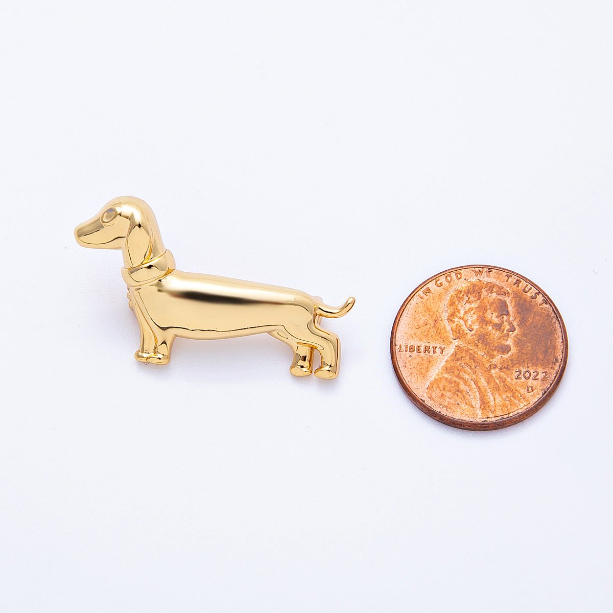 Gold 31mm Minimalist Dachshund Wiener Dog Puppy Pet Animal Brooch Pin in Gold and Silver | BH108 BH109 - DLUXCA