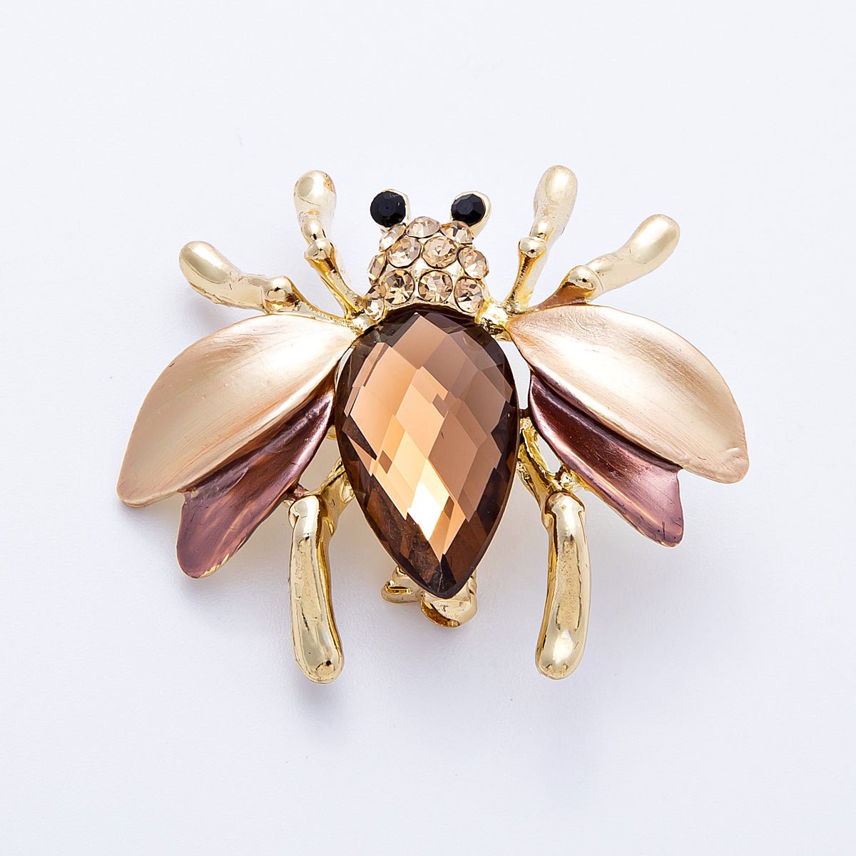 Gold 32mm x 38mm Brown Flying Insect Animal Pin Brooch | BH - 102 - DLUXCA