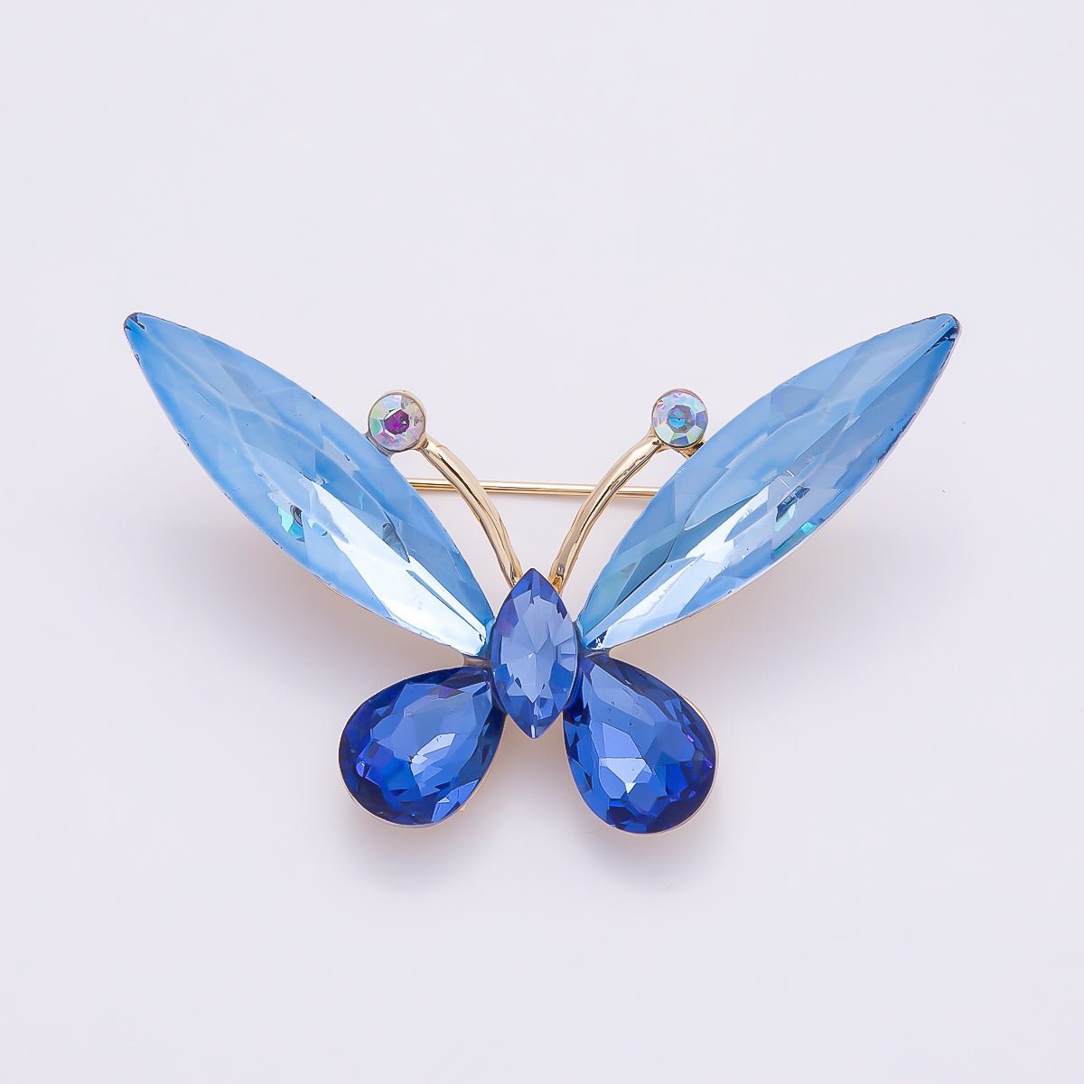 Gold 35mm Green, Blue Rhinestone Butterfly Insect Pin Brooch | BH - 131 BH - 132 - DLUXCA