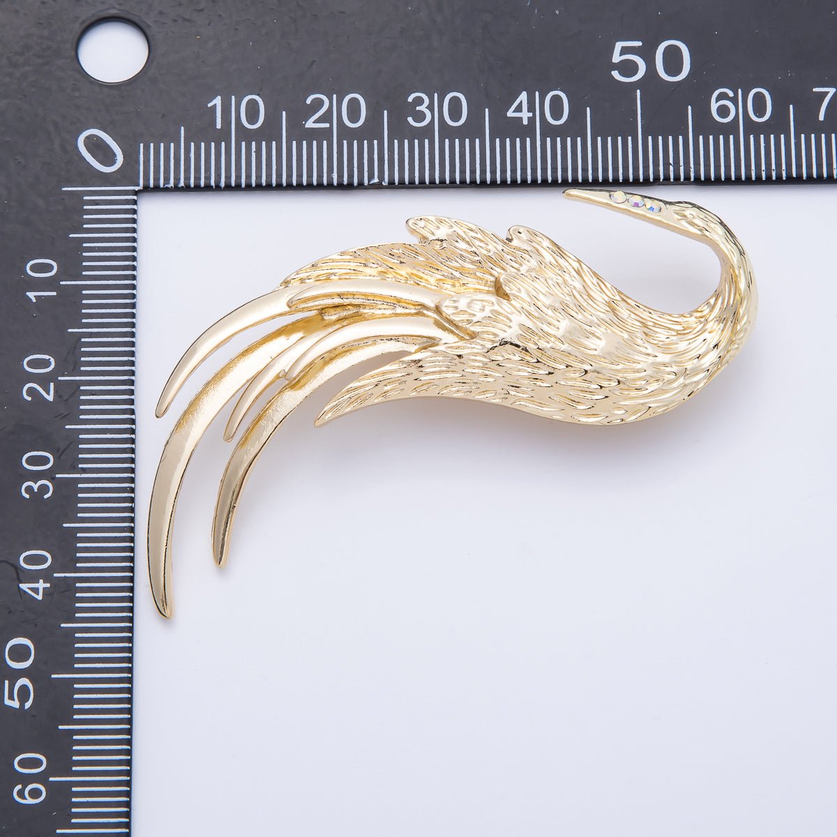 Gold 62.8mm x 48.8mm Feather Swan Bird Animal Pin Brooch | BH - 084 - DLUXCA