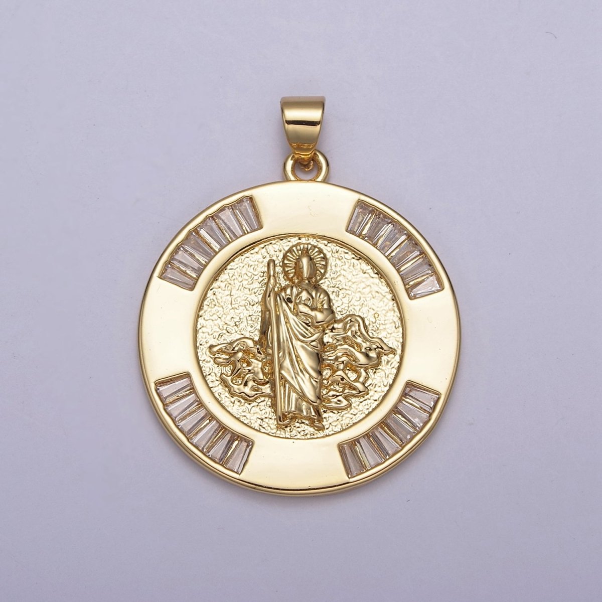 Gold Coin Medallion Religious Pendant Saint Jude for Jewelry Making Supply H - 734 - DLUXCA