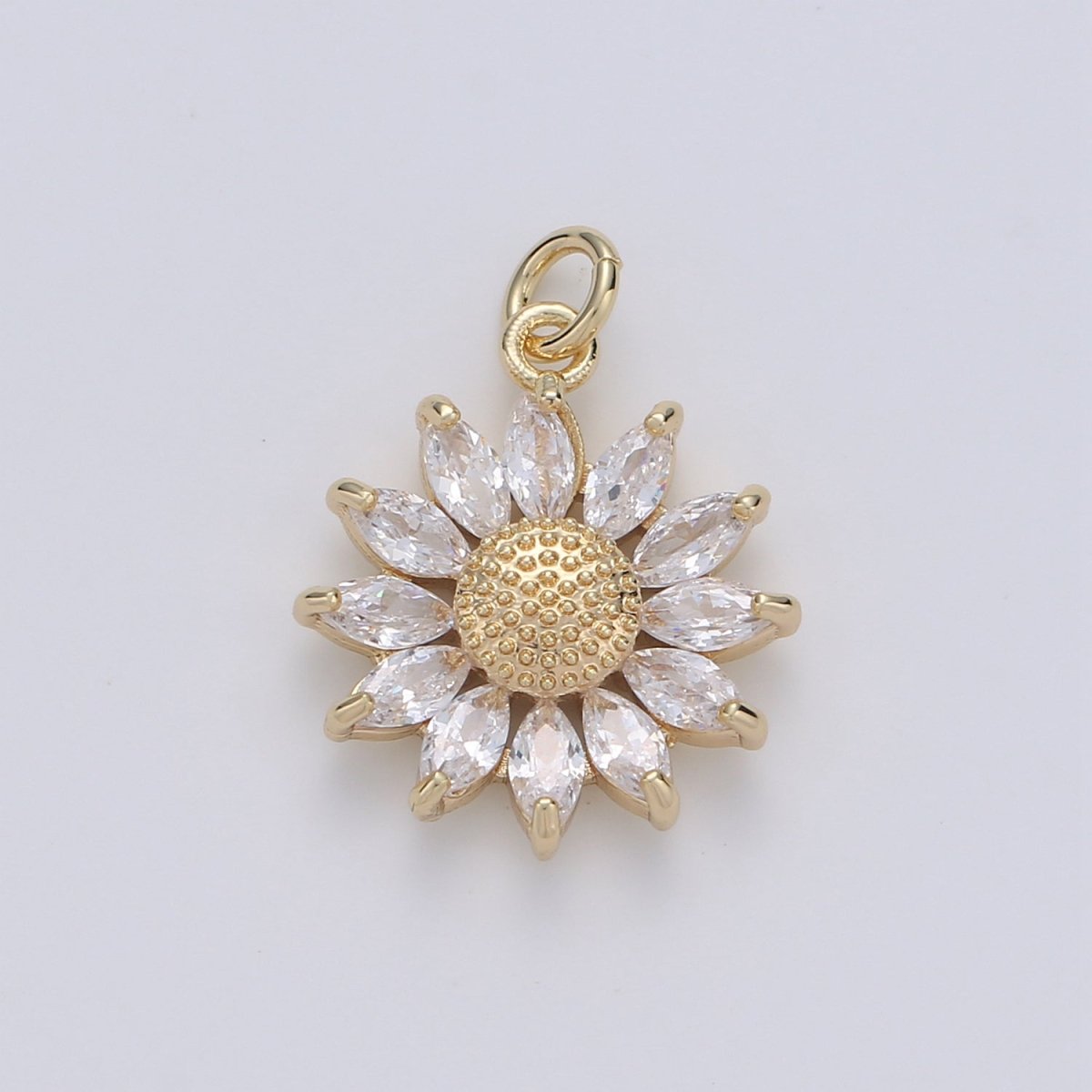 Gold Crystal Sunflower Gold Filled Charm - D - 483 - DLUXCA