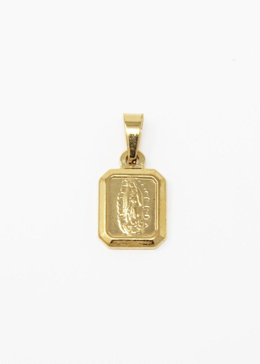 Gold Filled Holy Mother Mary Catholic Church Symbol God Church Religious Necklace Medallion Pendant Plate Charm Virgin Mary Bails Jewelry Making J - 610 - DLUXCA