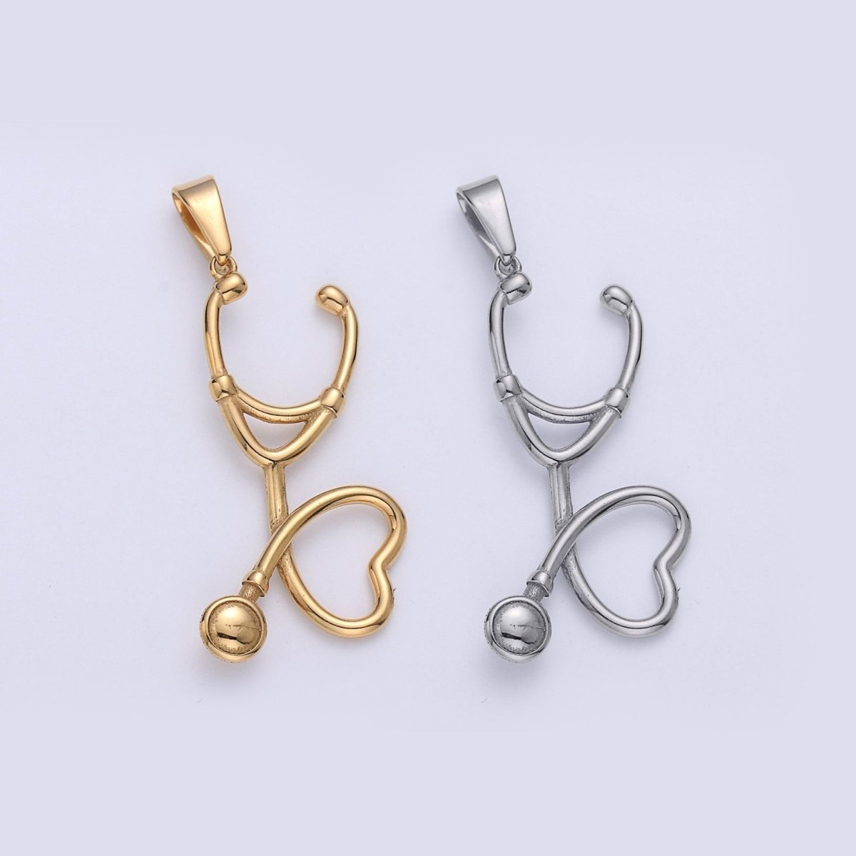 Gold Filled Stethoscope Pendant ,Silver Stethoscope Charm ,Gold Stethoscope for Doctor Nurse,Medical StudentPhysician Gift Jewelry J-671 - DLUXCA