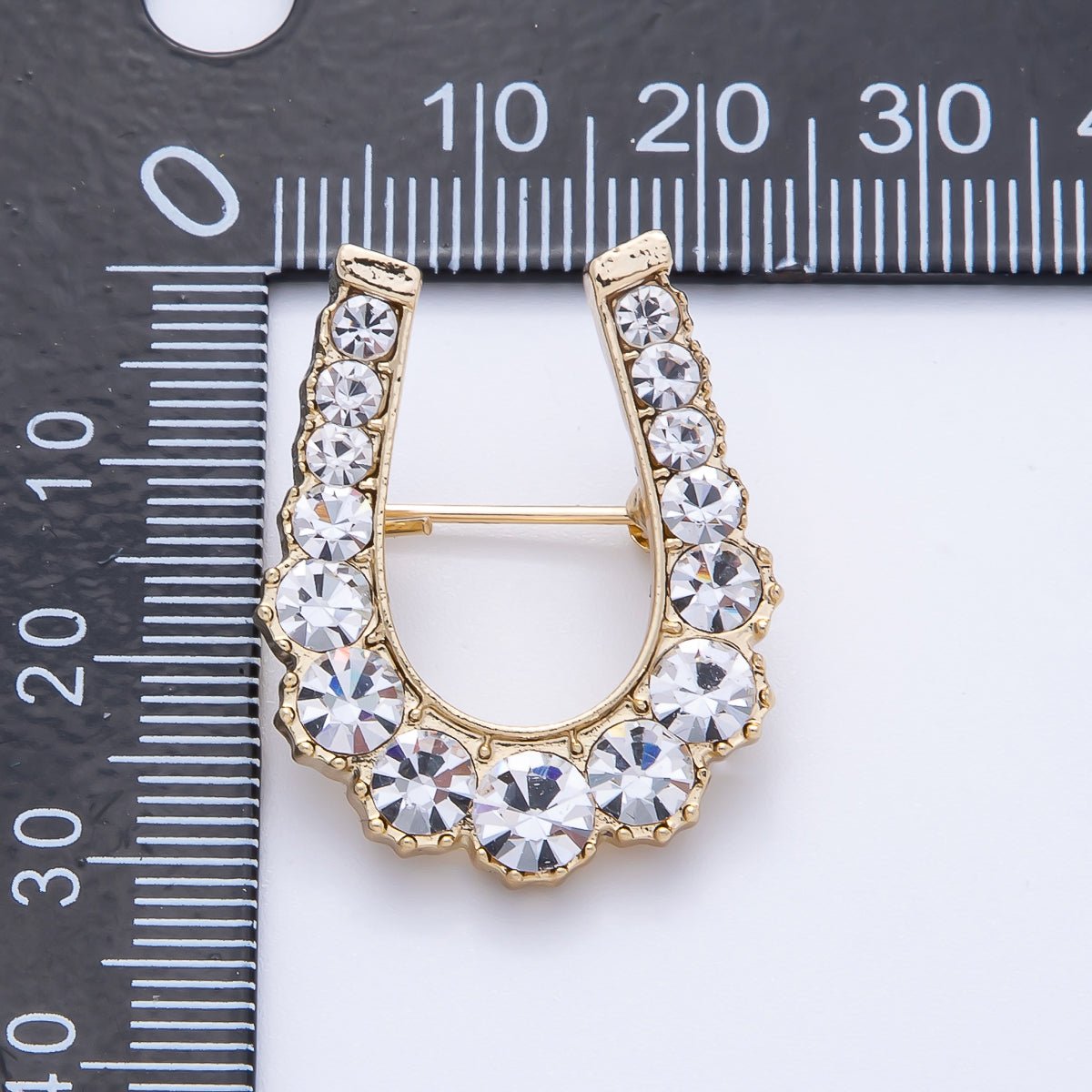 Gold Gradient Rhinestone Horseshoe Pin Brooch | BH - 043 - DLUXCA