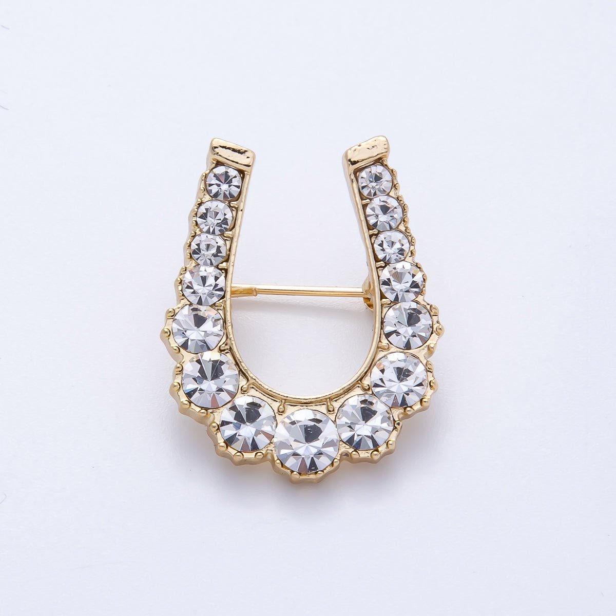Gold Gradient Rhinestone Horseshoe Pin Brooch | BH - 043 - DLUXCA