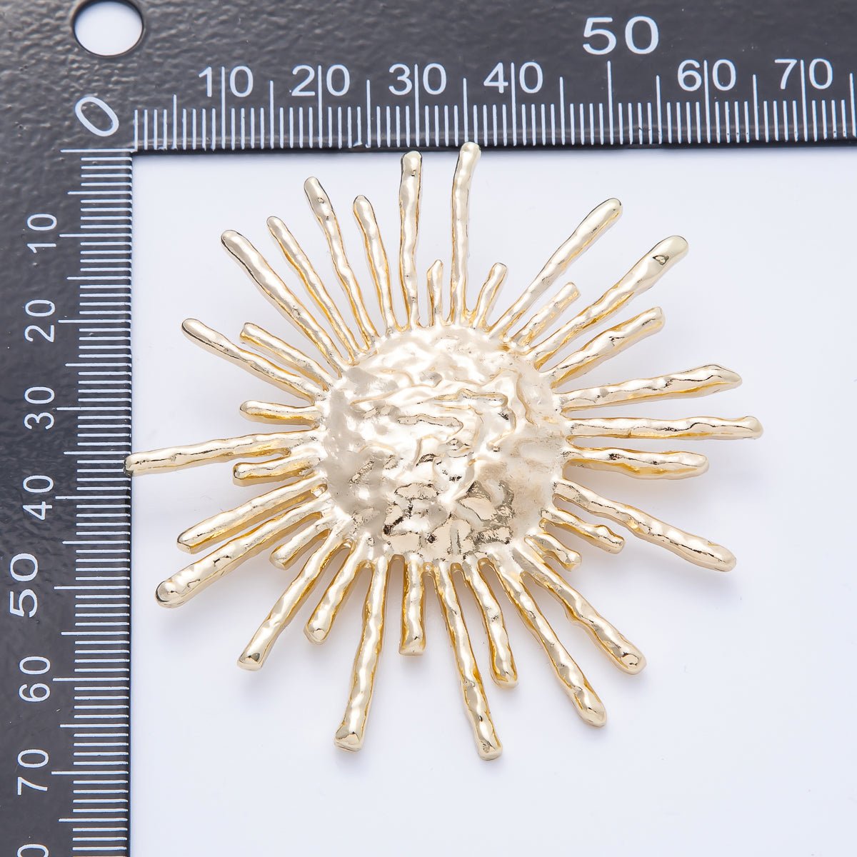 Gold Hammered Celestial Sun Pin Brooch | BH - 032 - DLUXCA
