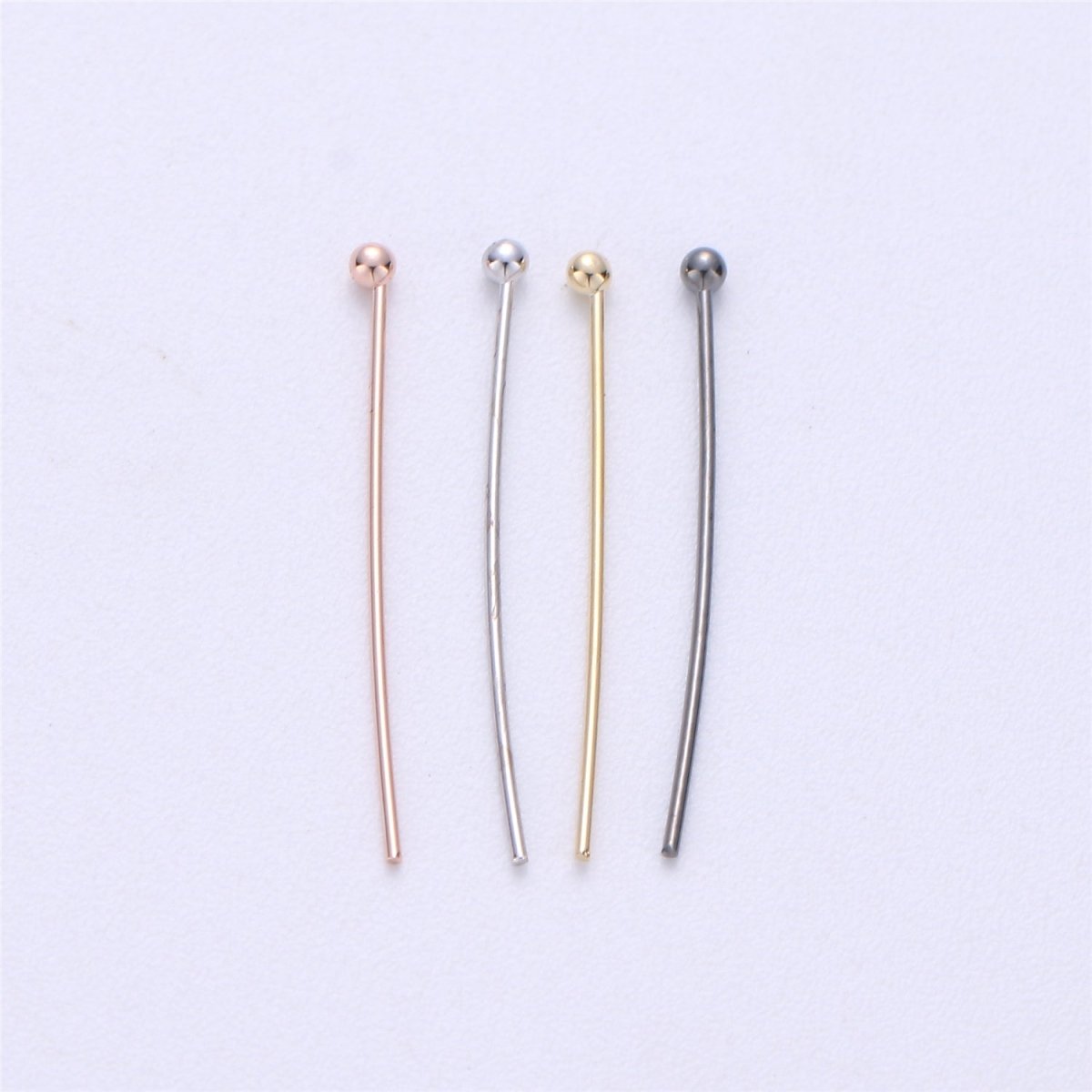 Gold Head Pins Ball Point Headpins, 0.6mm (22 Gauge) by 30mm, 35mm, 40mm | L532 - L535 - DLUXCA