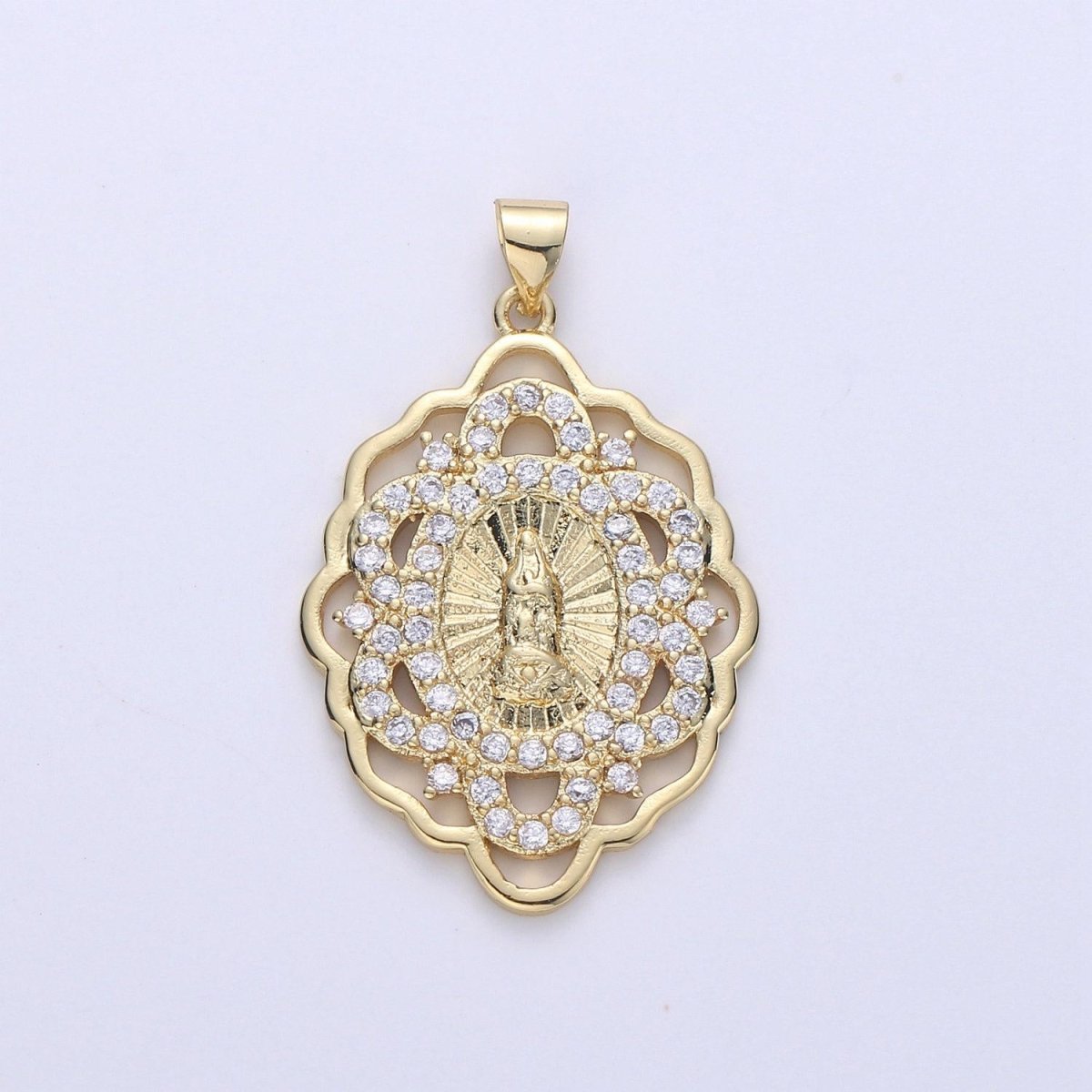 Gold medallion virgin mary pendant pendant round coin pendant in 24k gold filled religious jewelry charm pendant for necklace i - 640 - DLUXCA