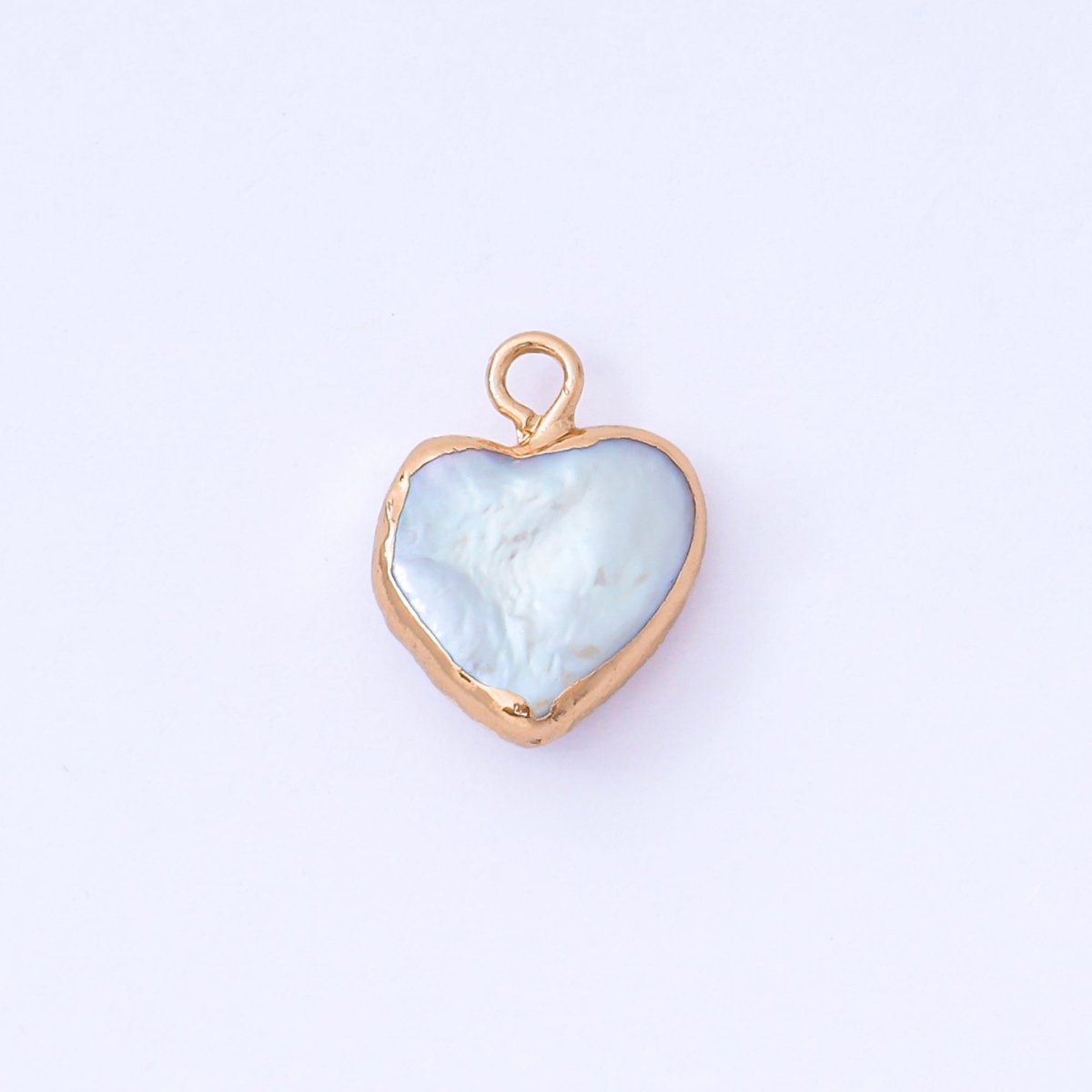 Gold Plated 14mm Baroque White Freshwater Pearl Dainty Heart Drop Charm | AF573 - DLUXCA