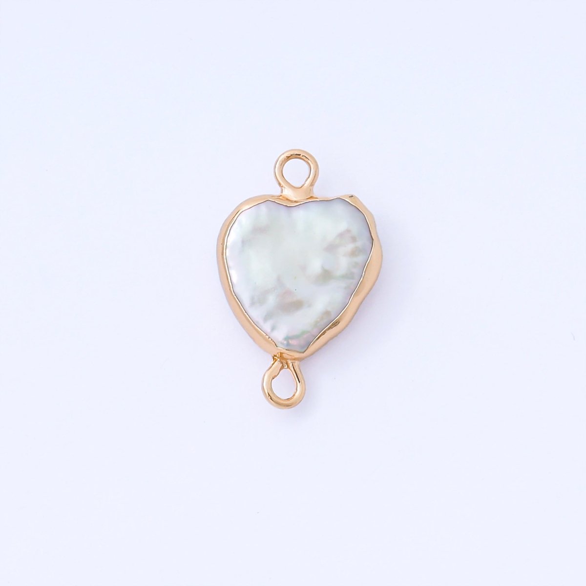Gold Plated 19mm Baroque Freshwater Pearl Dainty Heart Charm Connector | AF577 - DLUXCA