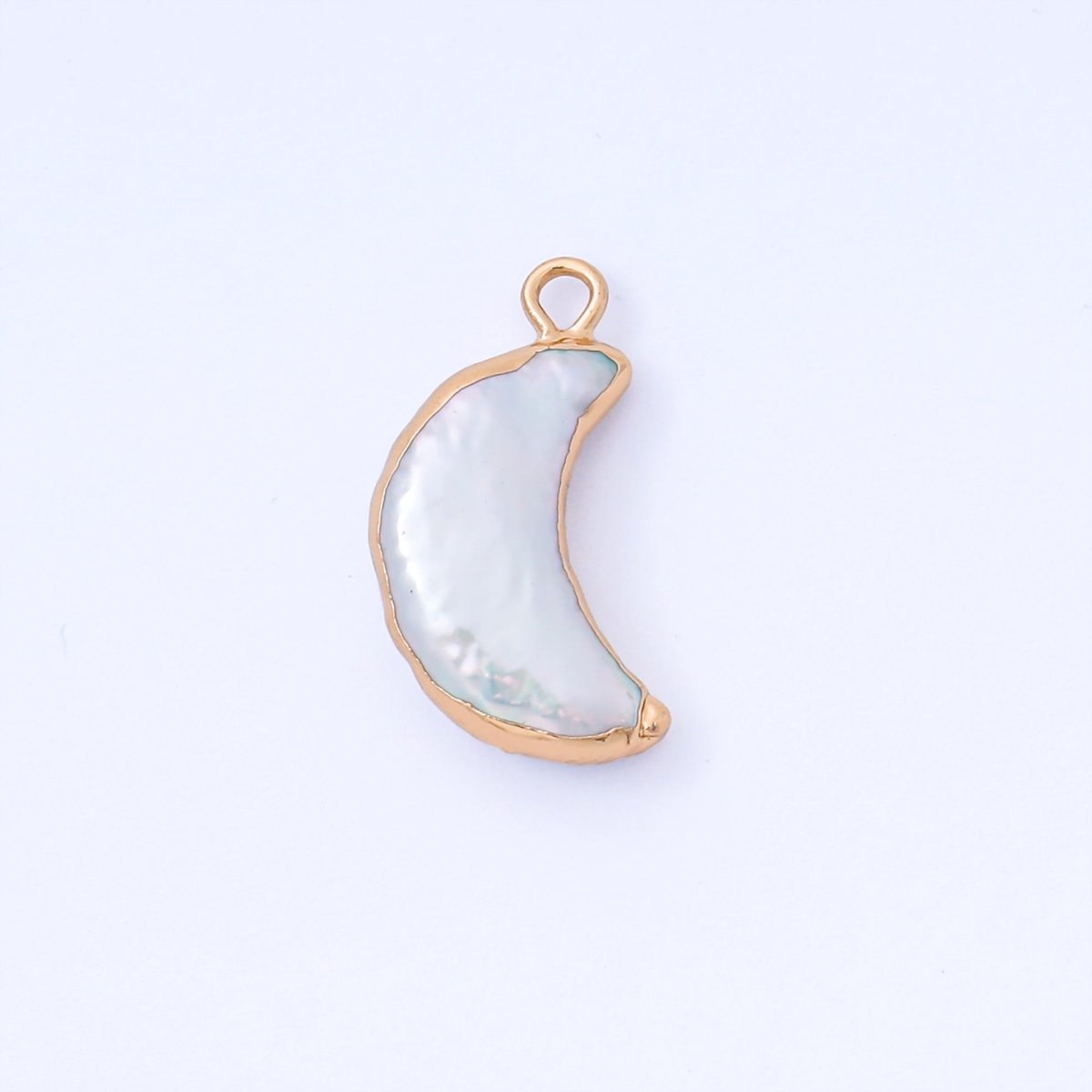 Gold Plated 20mm Baroque White Freshwater Pearl Chunky Crescent Moon Drop Charm | AF574 - DLUXCA