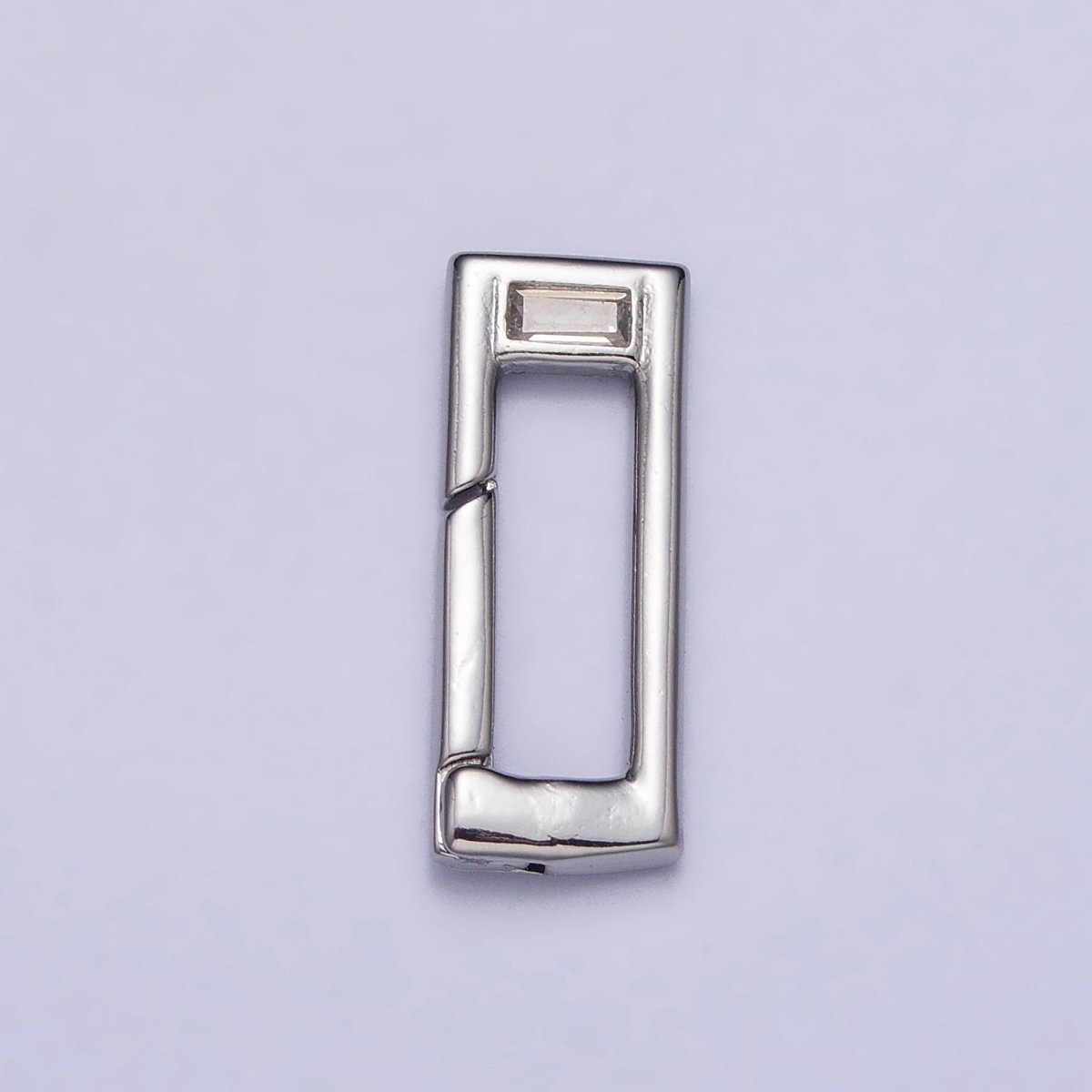 Gold Rectangular Boxy Push Spring Gate Ring Baguette Clear CZ Supply | Z034 Z - 349 - DLUXCA