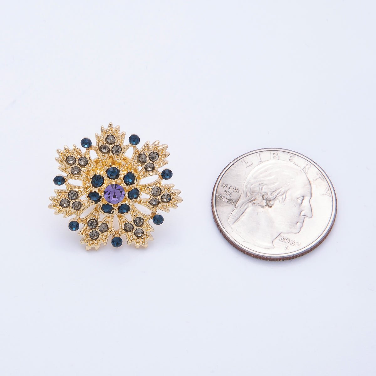 Gold Rhinestone Geometric Snowflake Pin Brooch | BH - 042 - DLUXCA