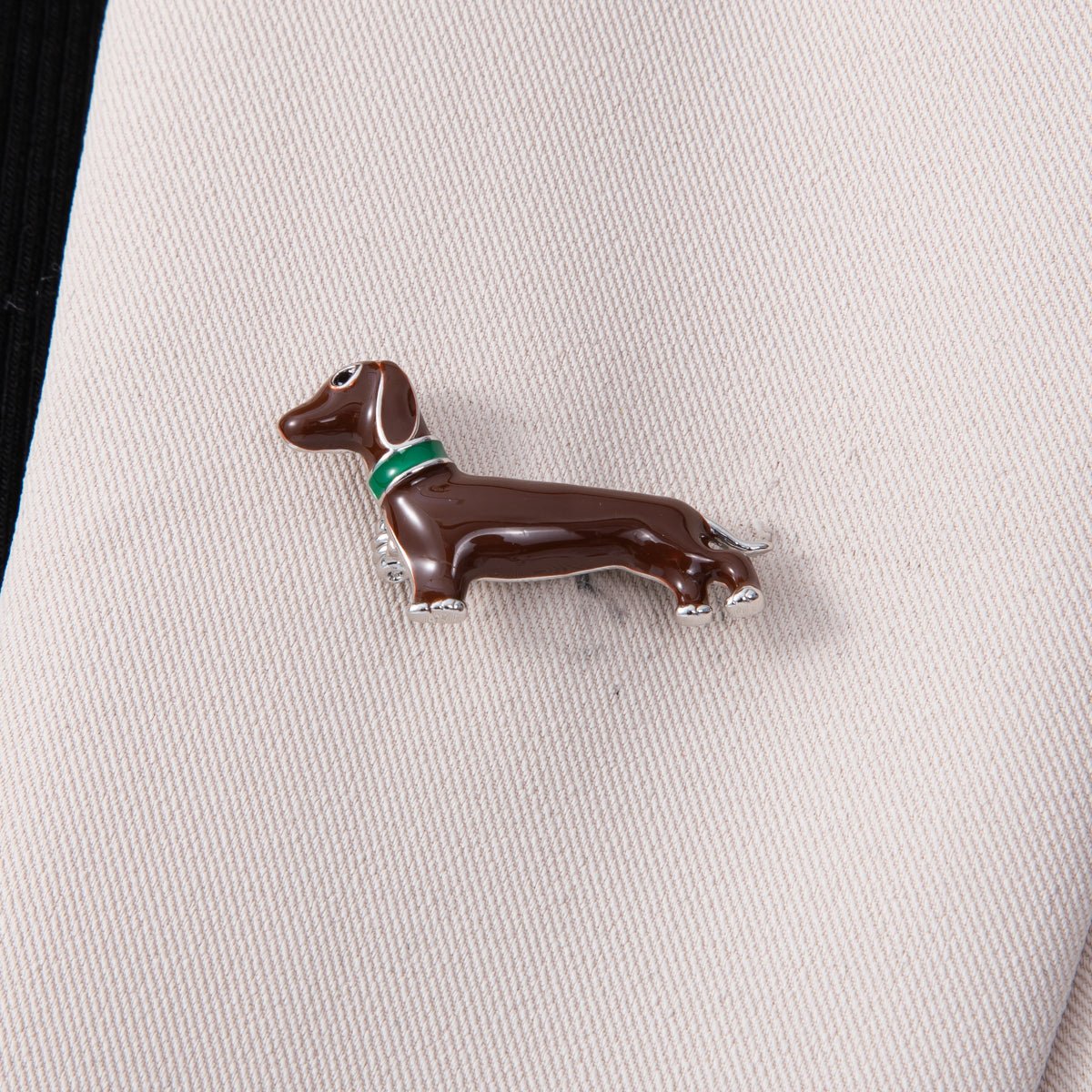 Gold, Silver 18mm x 31mm Brown Dachshund Wiener Dog Puppy Pet Animal Pin Brooch | BH - 110 BH - 111 - DLUXCA