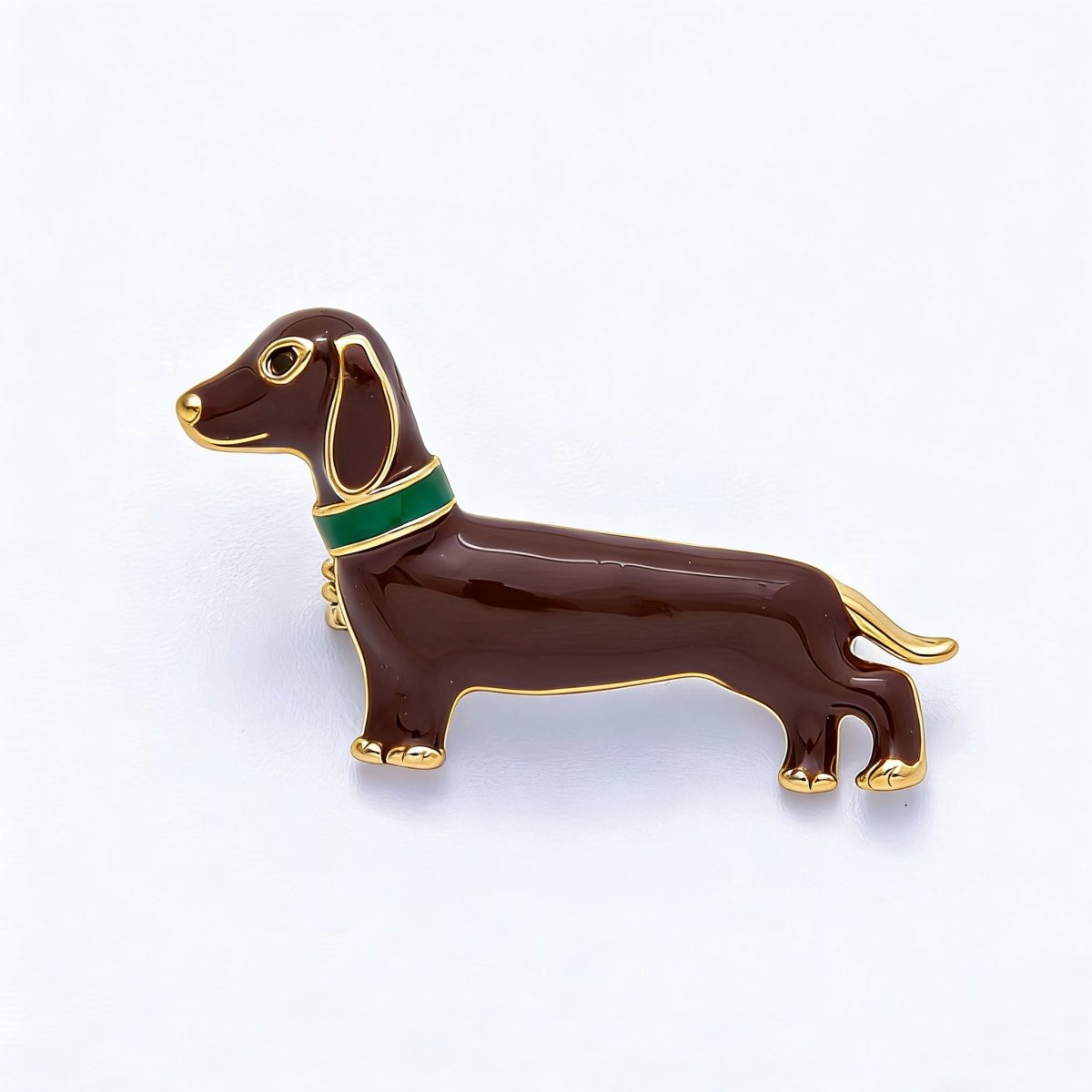 Gold, Silver 18mm x 31mm Brown Dachshund Wiener Dog Puppy Pet Animal Pin Brooch | BH - 110 BH - 111 - DLUXCA