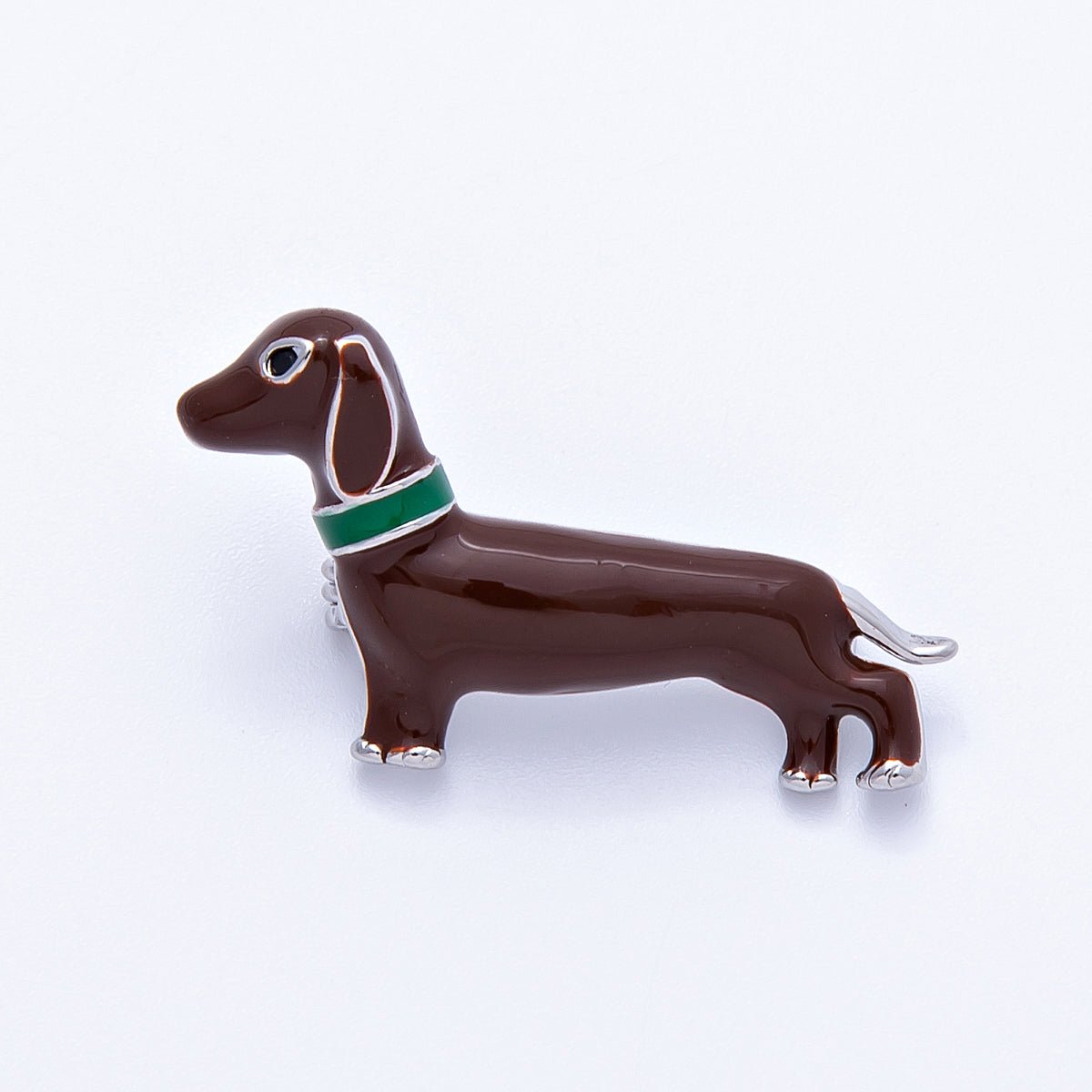 Gold, Silver 18mm x 31mm Brown Dachshund Wiener Dog Puppy Pet Animal Pin Brooch | BH - 110 BH - 111 - DLUXCA