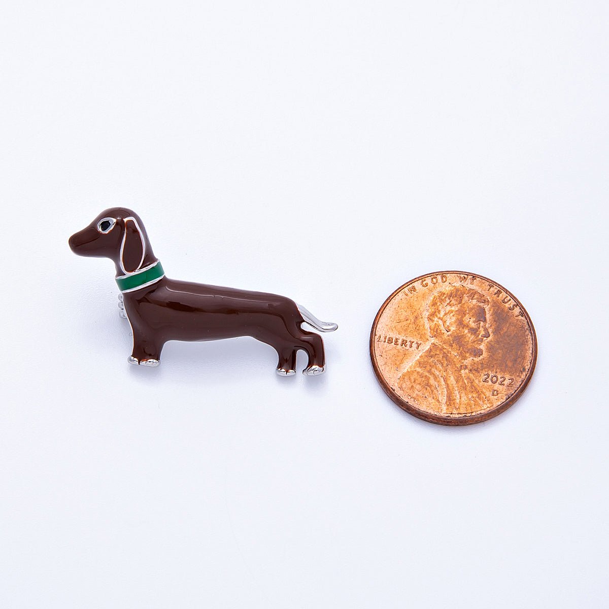 Gold, Silver 18mm x 31mm Brown Dachshund Wiener Dog Puppy Pet Animal Pin Brooch | BH - 110 BH - 111 - DLUXCA