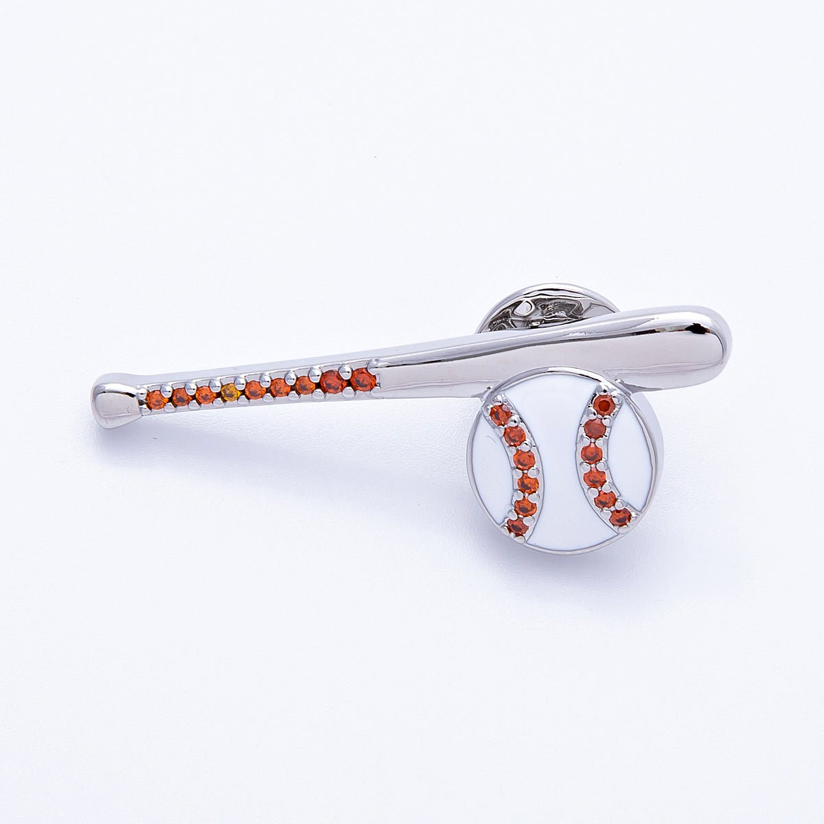 Gold, Silver 43mm White Enamel Paved Baseball Bat Sports Pin Brooch | BH114 BH - 115 - DLUXCA
