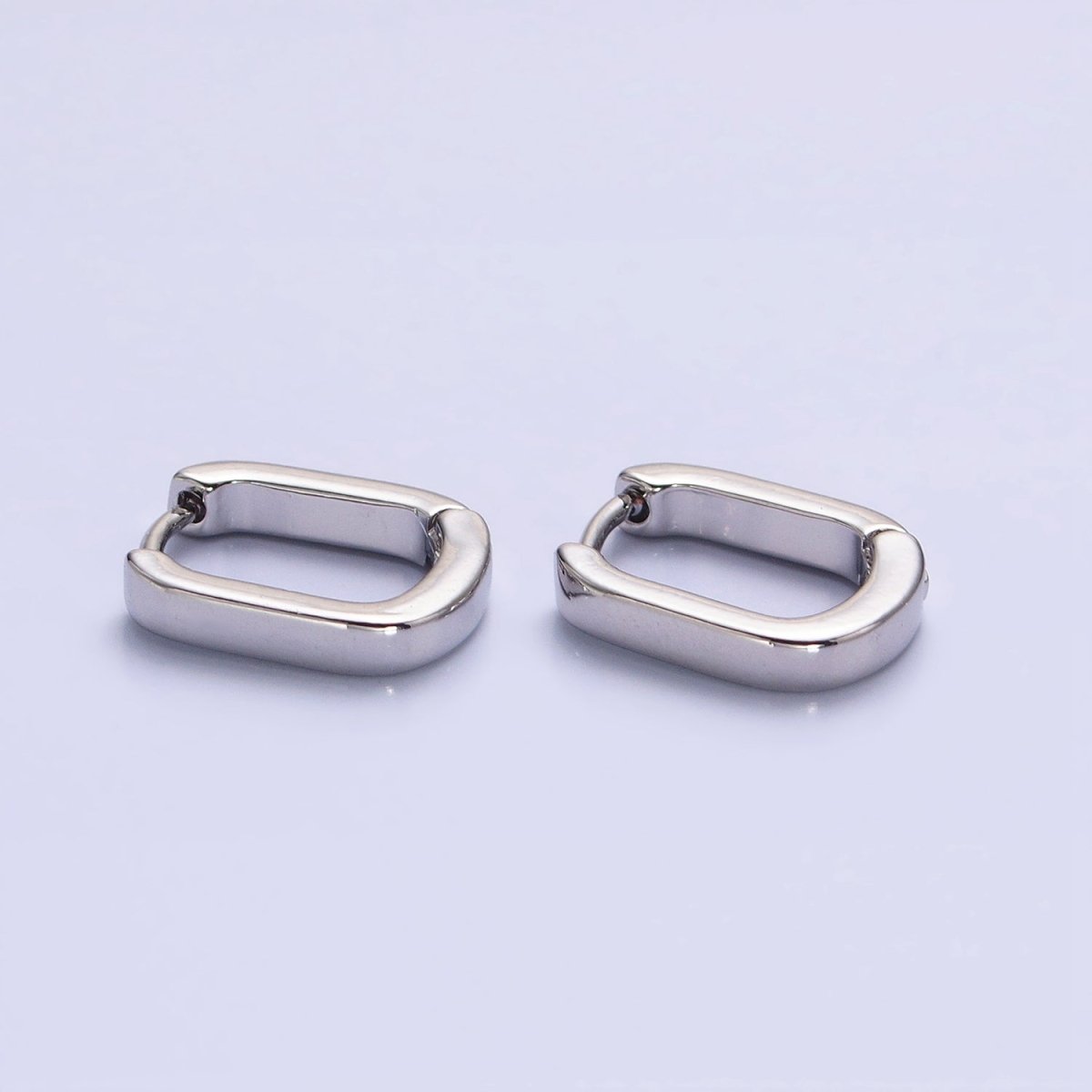 Gold, Silver Rectangular Oblong U-Shaped Huggie Earrings | AB946 AB809 - DLUXCA