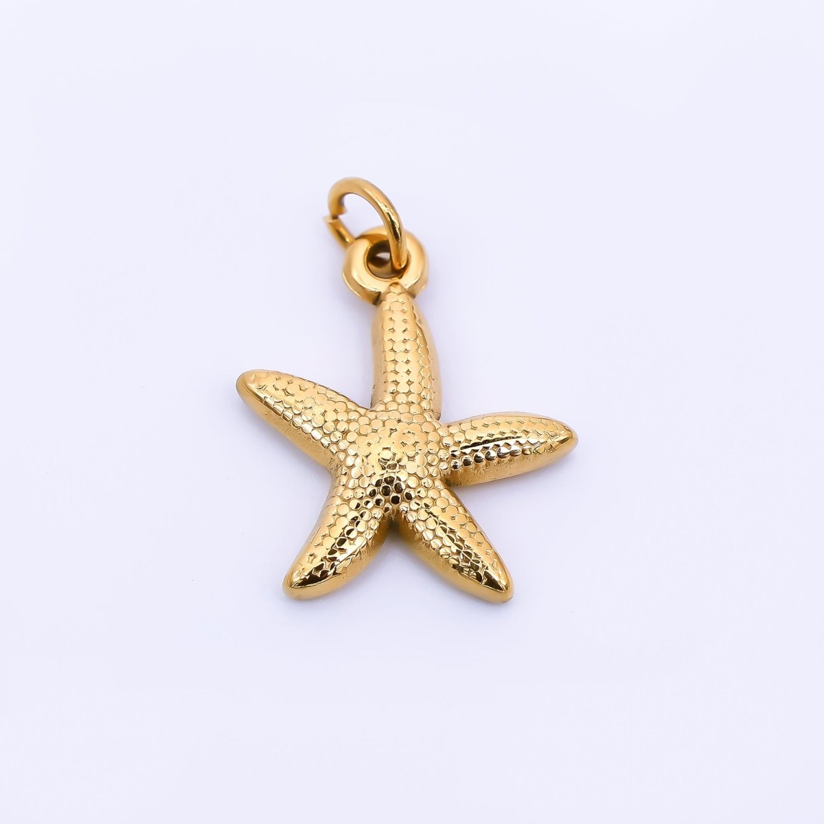 Gold Stainless Steel 18mm Dotted Under the Sea Starfish Charm | J058 - DLUXCA