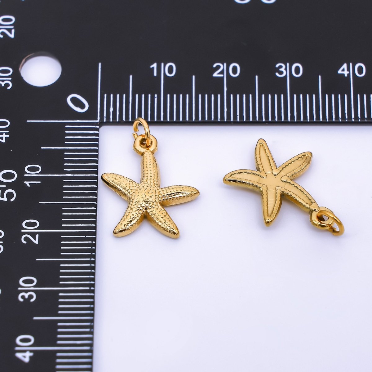 Gold Stainless Steel 18mm Dotted Under the Sea Starfish Charm | J058 - DLUXCA